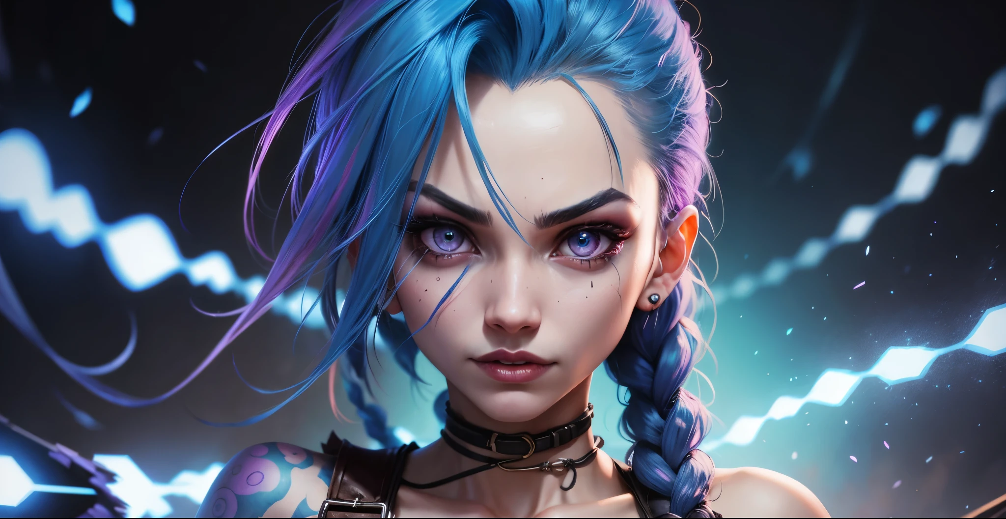 Jinx, arcane, crazy, close up photo