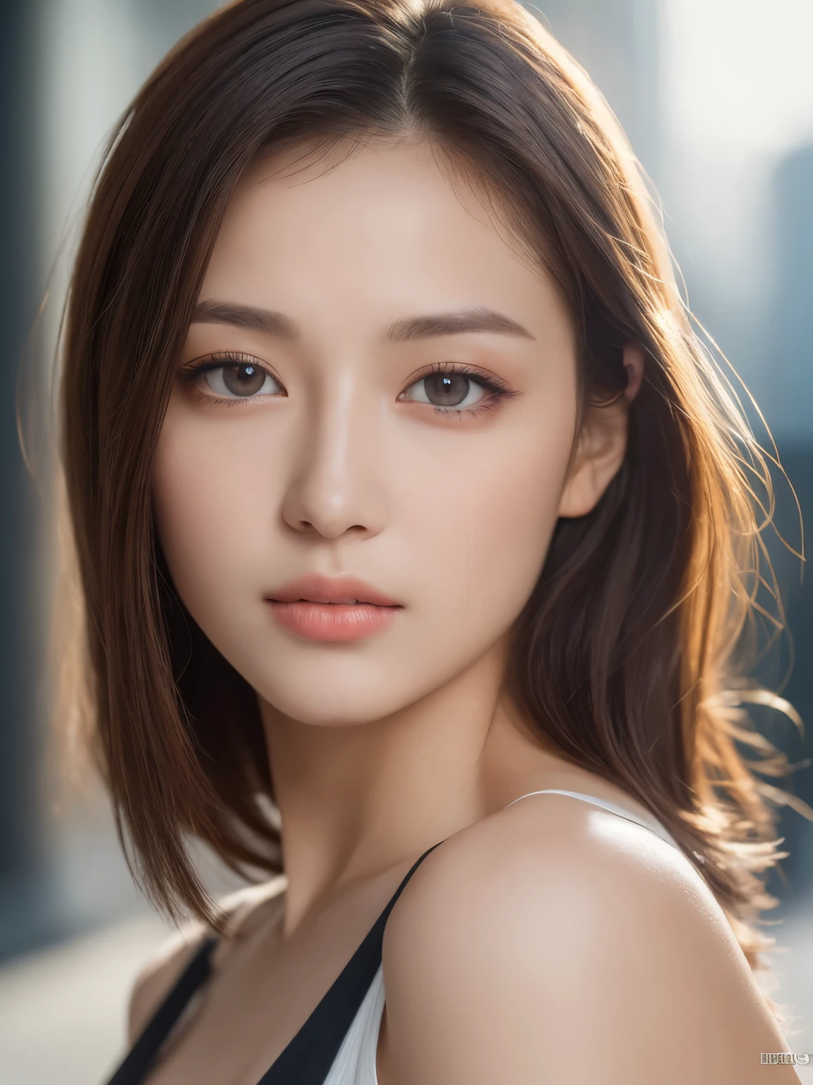 ((highest quality, 8k, masterpiece :1.3)), sharp focus :1.2, perfect body beauty: 1.4, slim abs: 1.2, dark brown hair, (Natural light, city street: 1.1 ), Highly detailed face and skin texture, fine eyes, double eyelid, (((dynamic angle)))