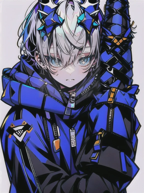 solo, 1boy,「white hair,cerulean blue」long hair,  {{nighthawk mask}},  There&#39;s a man wearing a costume, {fox tail,} {one wing of a crow} Farson!!!!, furry Farson, furry characters, furry anime, Farson, furry paws furry, Furry shots, there is nothing, very hairy, furry artist, upright, [[[Anthropomorphic Nue]]] virtual youtuber, full body