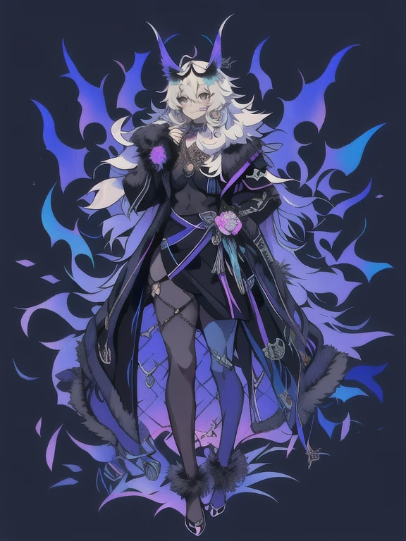 solo, 1boy,「white hair,cerulean blue」long hair,  {{nighthawk mask}},  There&#39;s a man wearing a costume, {fox tail,} {one wing of a crow} Farson!!!!, furry Farson, furry characters, furry anime, Farson, furry paws furry, Furry shots, there is nothing, very hairy, furry artist, upright, [[[Anthropomorphic Nue]]] virtual youtuber, full body