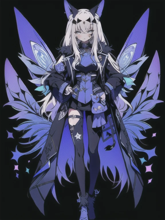 solo, 1boy,「white hair,cerulean blue」long hair,  {{nighthawk mask}},  There&#39;s a man wearing a costume, {fox tail,} {one wing of a crow} Farson!!!!, furry Farson, furry characters, furry anime, Farson, furry paws furry, Furry shots, there is nothing, very hairy, furry artist, upright, [[[Anthropomorphic Nue]]] virtual youtuber, full body