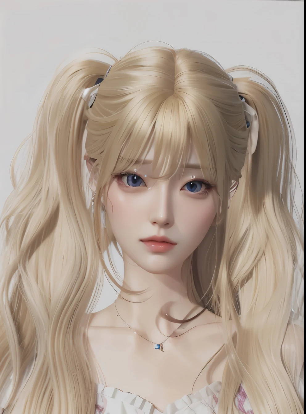 there is a girl with long blonde hair and a necklace, inspired by Sim Sa-jeong, realistic. realistic anime 3 d style, :9 detailed face: 8, wlop : : 5, with very highly detailed face, wlop glossy skin