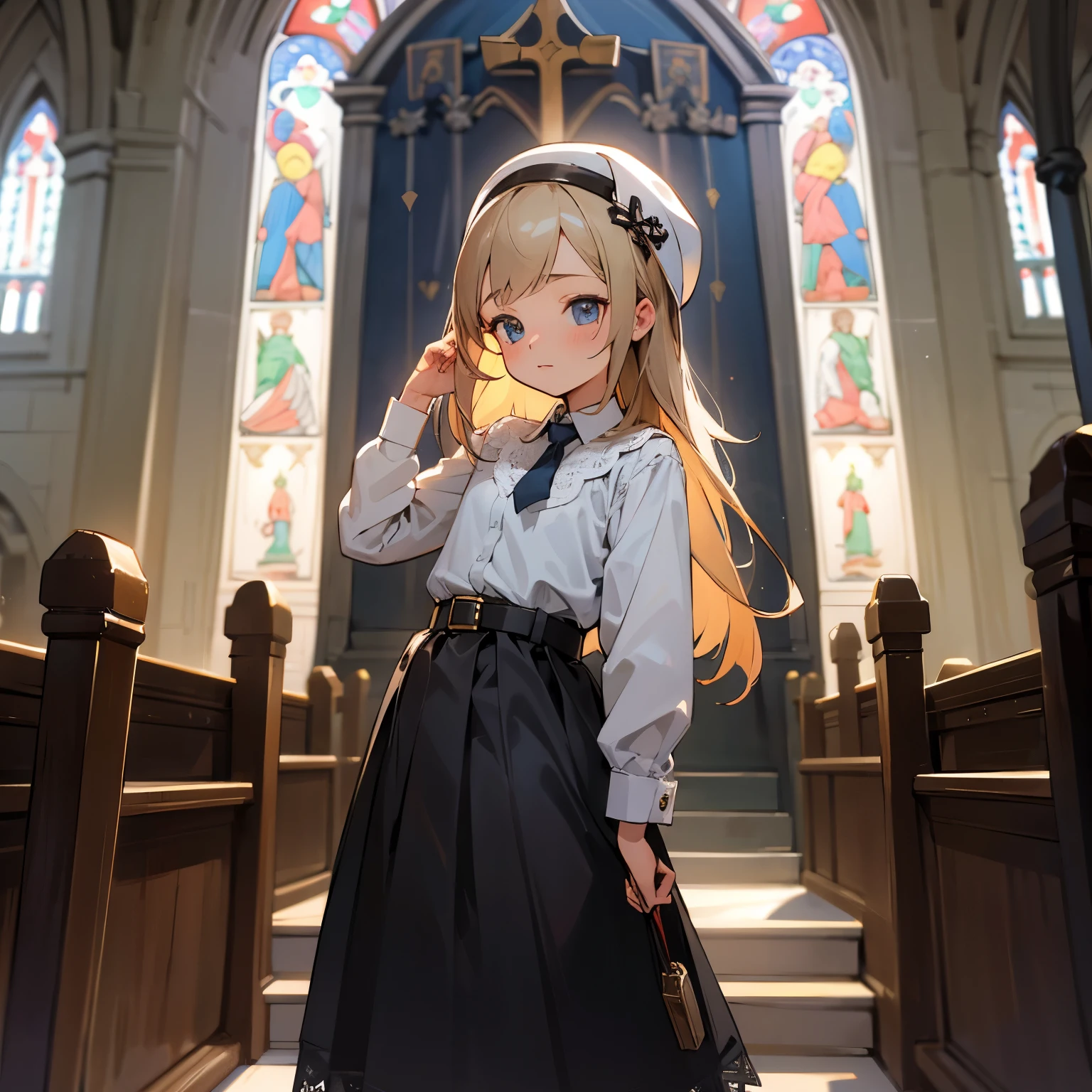Cute Small girl christian traditional well dressed, belt, lace tie, church, strict, modest, religious