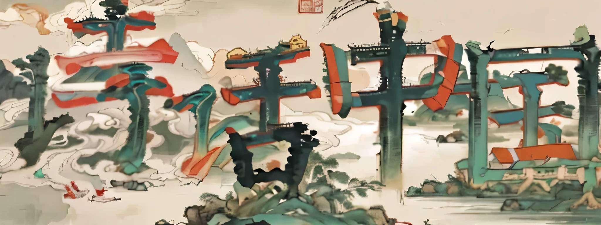 WordArt,Chinese calligraphy is integrated into the painting,Chinese style color scheme,(Soft strokes),traditional Chinese painting
