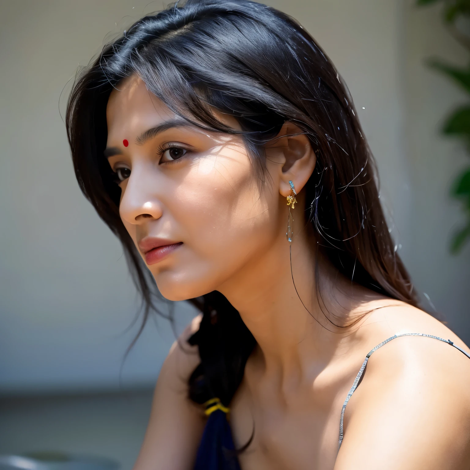 big and half neck black hair 40 year old indian woman