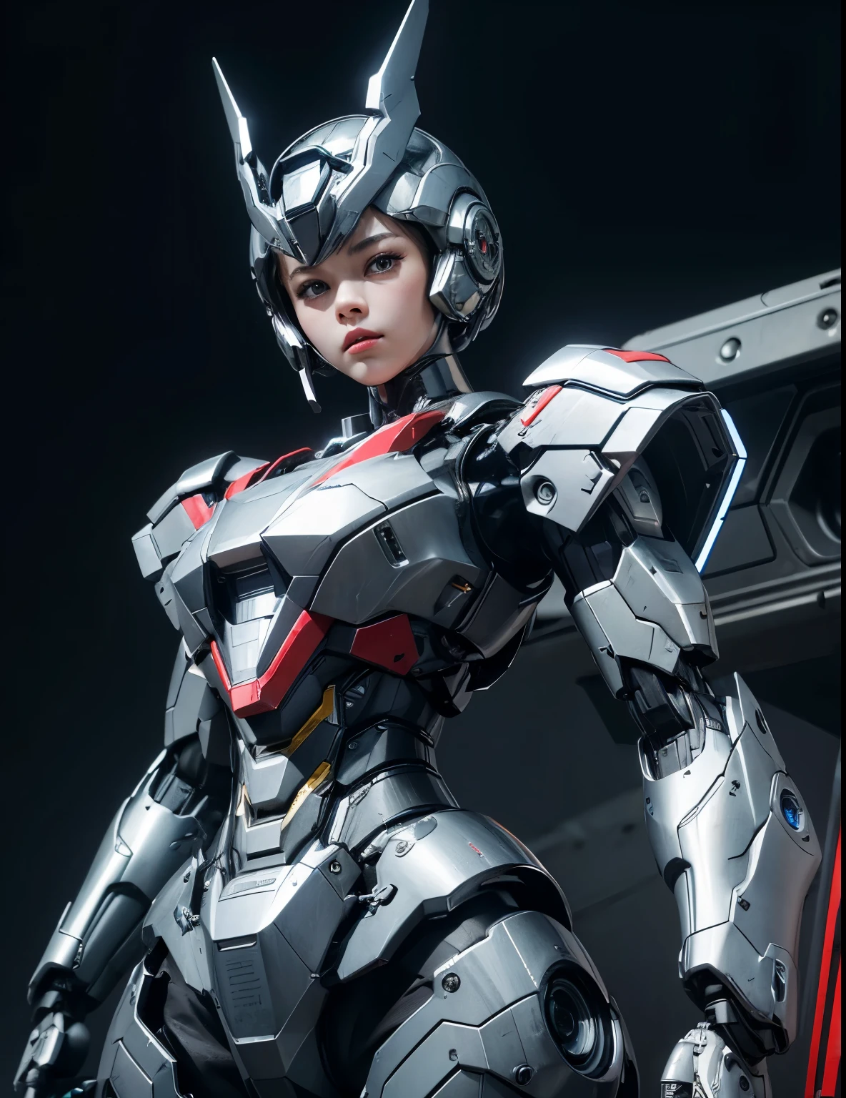 Super detailed, advanced details, high quality, 最high quality, High resolution, 1080p, hard disk, beautiful,(war machine),(headgear),Capture the big picture,beautifulサイボーグ女性,Mecha cyborg girl,battle mode,Mecha body girl,She is wearing a futuristic war machine weapon mecha,