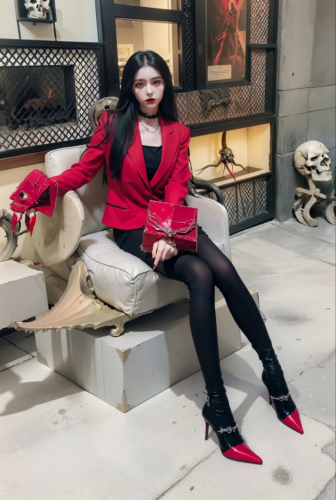 beautifully,Picture of a box full of swords,wing, succubus theme,fallen angel,Excellent,scary,secret horror,tentacle,have eyes,uncanny valley effect,little beast blood moon,skull skeleton,vampire,Hellfire,female devil,Swarovski crystals,vampire公主,neat fingers,high-heel boots