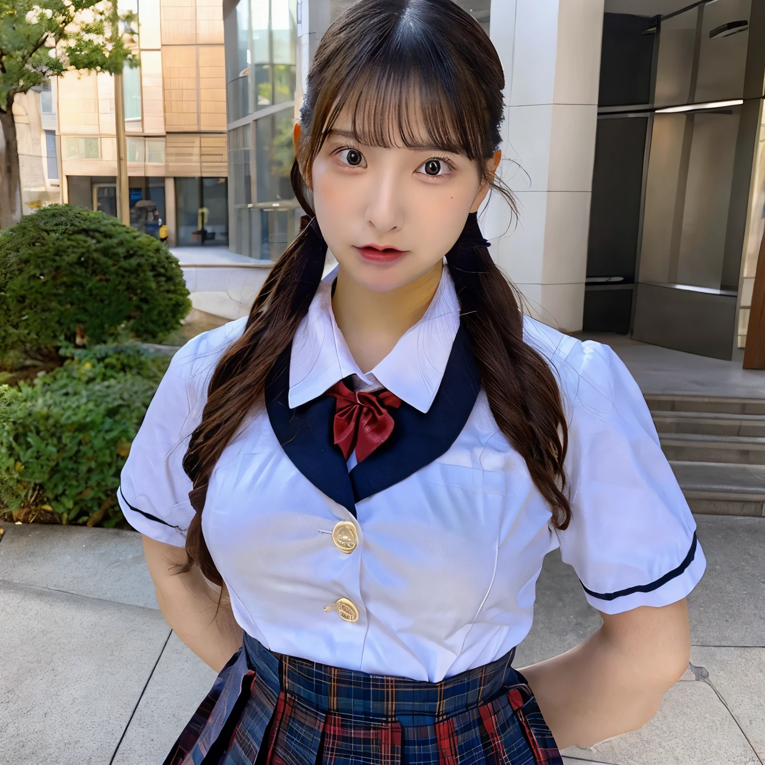 ((beautiful)),((uniform)),(big breasts),Nasty face