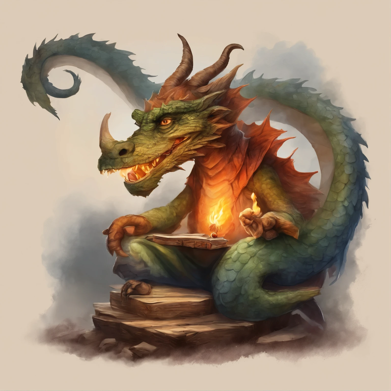 a phone with realistic 3D image of a angry boy on it, sitting on a dragon's nest, holding a board made of wood with the words [ KISARANTOTO ]. there are angry dragon and fire. a microscopic photo, featured, photorealism, photorealistic. on dark tone nuance.