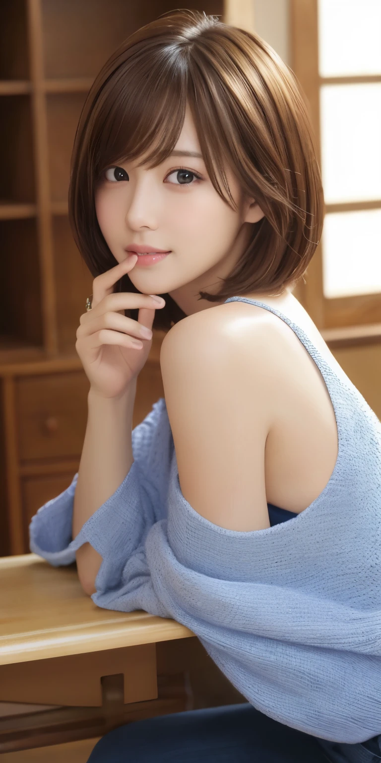 masterpiece、highest quality、High resolution、table top、wallpaper、realistic、bright lighting、professional lighting、face light、smooth lighting、japanese woman、adult、Beautiful woman、acted、gravure、sexy、poor、super beautiful、beautiful skin、beautiful and detailed eyes、detailed face、slim、medium、short hair、brunette colored hair、brown eyes、look at the camera、have a saxophone