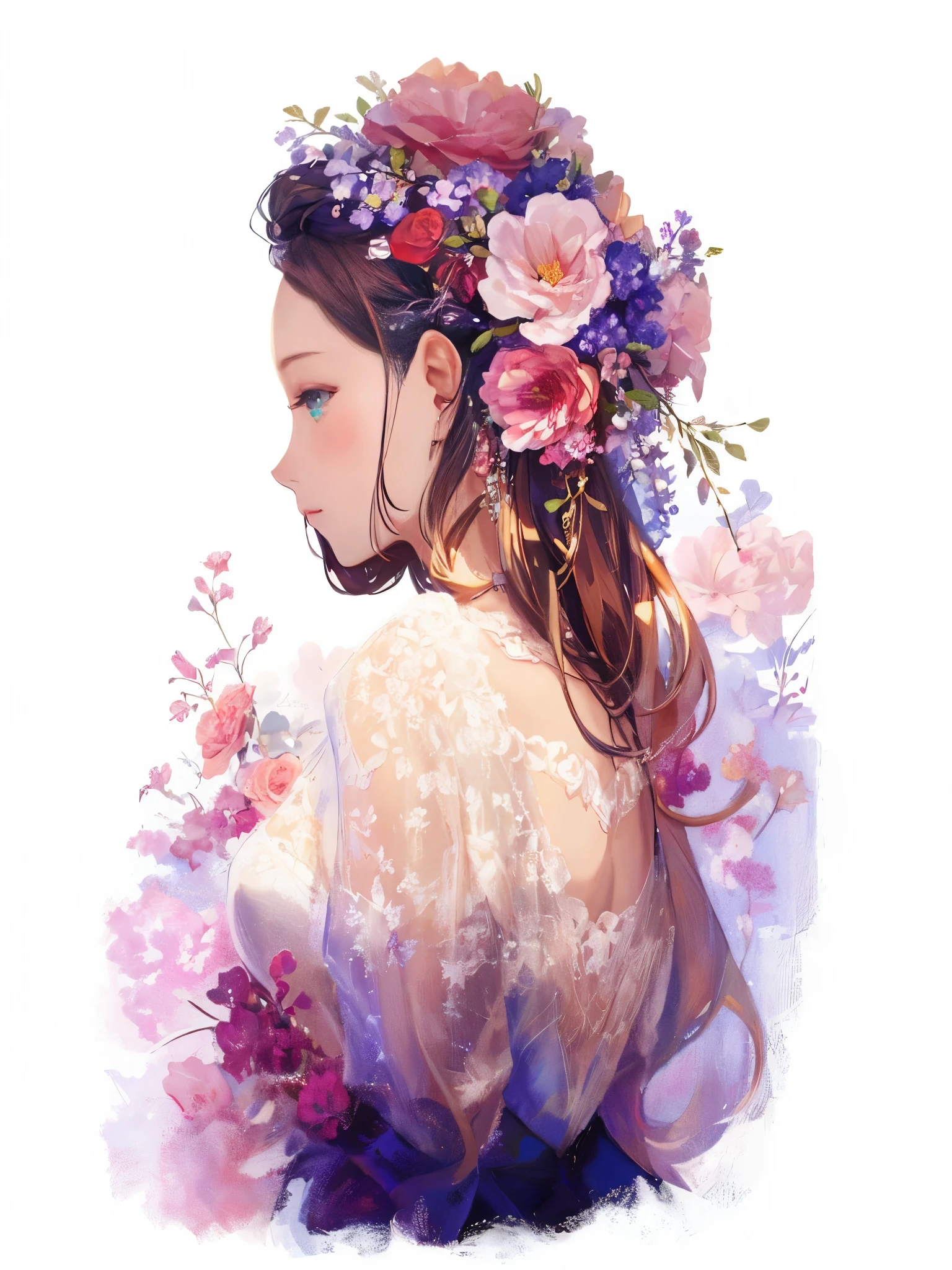Painting of a woman with a flower in her hair, beautiful digital artwork, a beautiful artwork illustration, exquisite digitale Illustration, beautiful art uhd 4 k, Kunst von Alessandro Pautasso, beautiful digital art, beautiful digital art, beautiful beautiful digital art, malerische Illustration, Female portrait, jen bartel, komplizierter Wlop, beautiful digital illustration, beautiful digital painting, blonde Haare