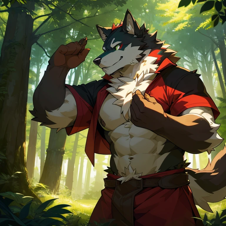 Red-eyed anime wolf, Furry fluffy, Furry wolf, Anthropomorphic wolf boy, Commission for high resolution, anthro art, , very very beautiful furry art,Shy Face Full Body Commission, anthropomorphic wolf, body covered with fur, Anthropomorphic Wolf NSFW (1penis1.5)