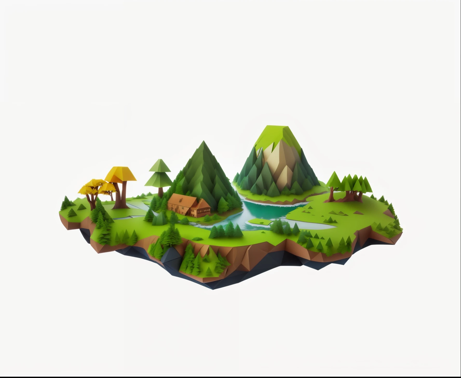 Close-up of a small island with river and trees, low poly landscape, low poly style, 3 d low poly render, 3d low poly render, low poly 3 d render, low poly 3 d, 2 d low polygon art, low poly render, low poly, a low poly render, low polygons illustration, low poly, low polygon