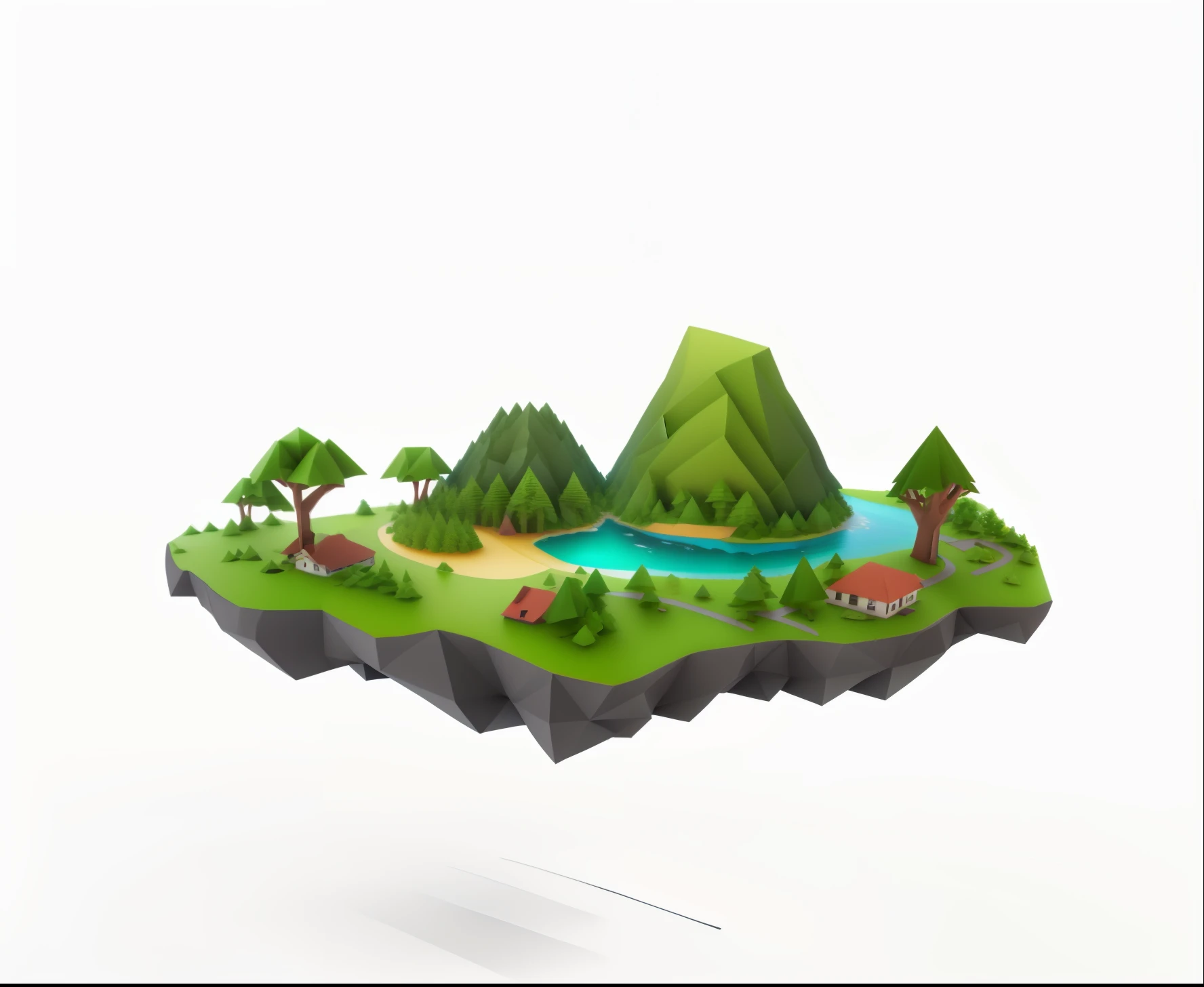 Close-up of a small island with river and trees, low poly landscape, low poly style, 3 d low poly render, 3d low poly render, low poly 3 d render, low poly 3 d, 2 d low polygon art, low poly render, low poly, a low poly render, low polygons illustration, low poly, low polygon
