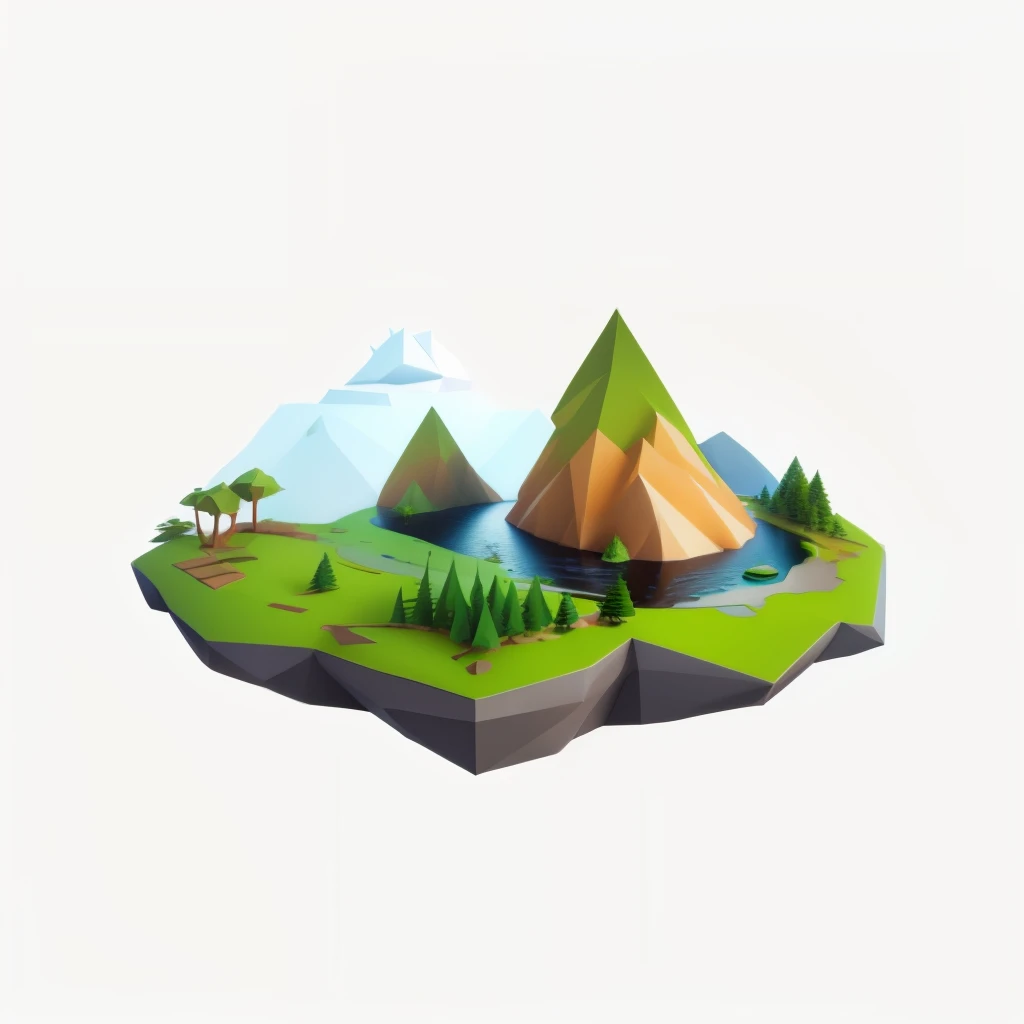 Close-up of a small island with river and trees, low poly landscape, low poly style, 3 d low poly render, 3d low poly render, low poly 3 d render, low poly 3 d, 2 d low polygon art, low poly render, low poly, a low poly render, low polygons illustration, low poly, low polygon