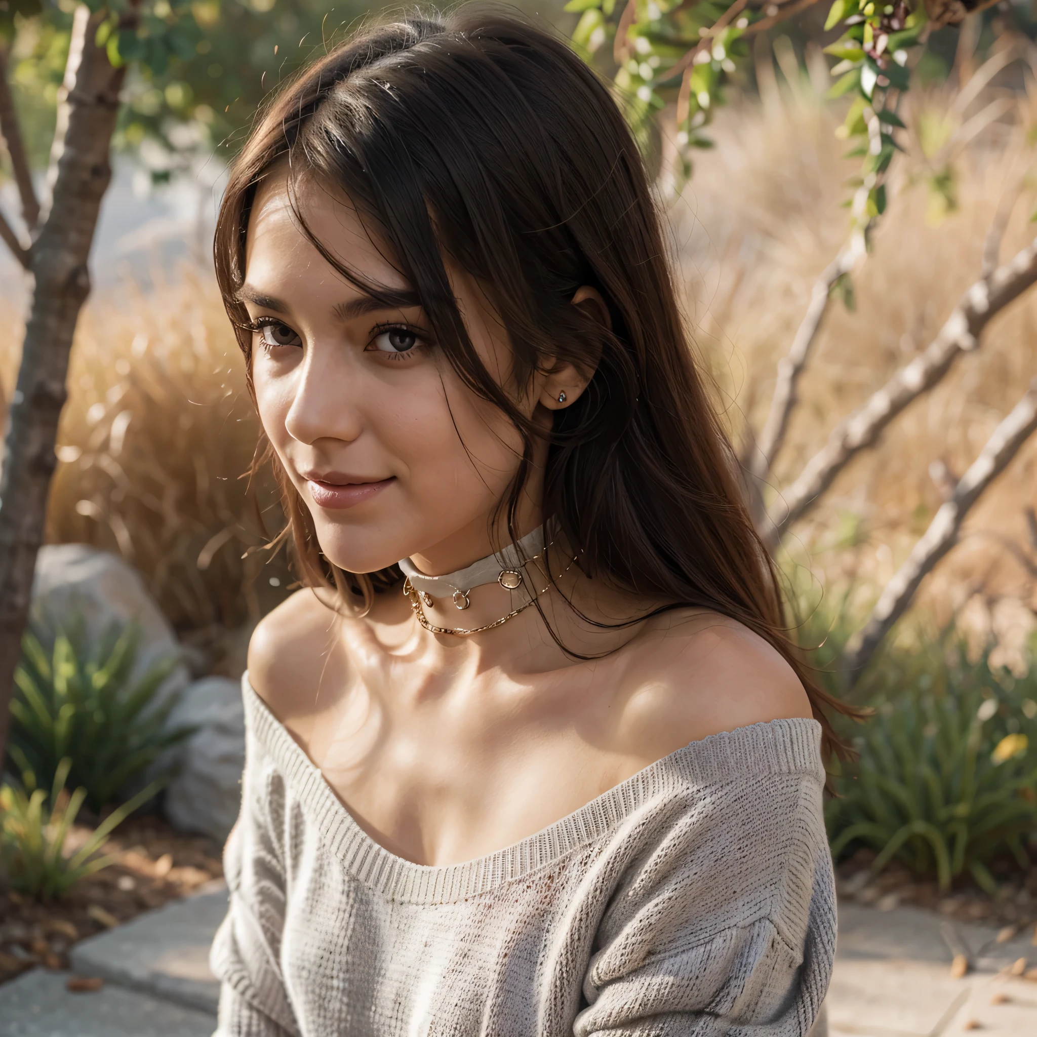 4k, 8k, ultra highres, raw photo in hdr, sharp focus, intricate texture, skin imperfections, realistic, detailed facial features, highly detailed face, posing,perfect lighting,long hair,sitting,detailed background,nature,warmth,warm light,sunlight,sweater,<lora:SabZada1:0.7> SabZada1,(open mouth)