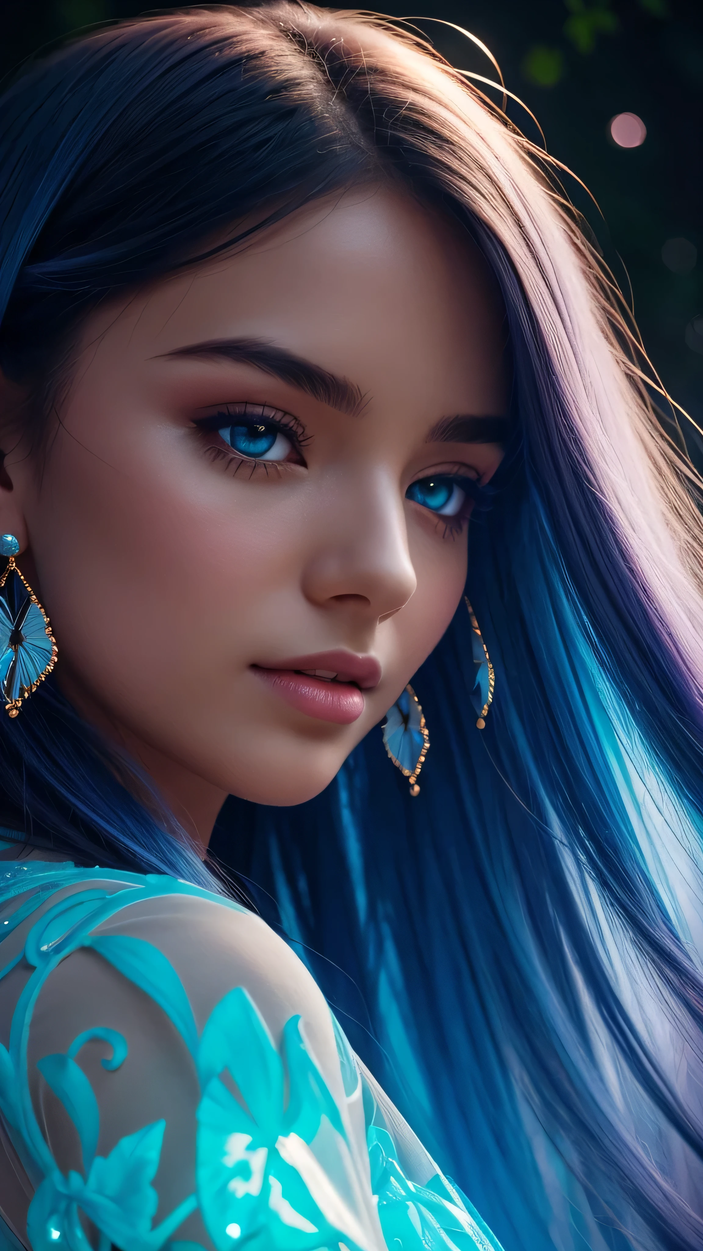Beautiful realistic girl with BRIGHT WHITE-BLUE long hair ,Close-up of clean skin with detailed skin ,full length,in a short miniskirt,on an orange background ,Against the background of the starry sky,bright makeup,EARRINGS WITH GLITTERS,two-leaf gray flower,translucent speckled bifoliate gray,Bioluminescent - Ultra High Quality 8K Music Equalizer, High contrast, rich colors, soft light, Super detailed photos. ultra high quality 8K, High contrast, noise reduction, яркие rich colors.. high quality, 8K Ultra HD, High contrasthigh quality,мягкие close focus,very beautiful flower, translucent red lily of the valley with dew drop flower, bioluminescent flower glows and shimmers, he grows in a mysterious forest, shrouded in mystery, Сверхhigh quality 8k, High contrast, rich colors, soft light, Ultra-detailed photos. Сверхhigh quality 8k, High contrast, noise reduction, bright rich colors.. high quality, 8K Ultra HD, High contrast
