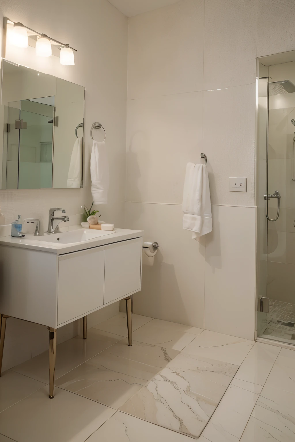 ((best quality)), ((masterpiece)), (detailed), (over 4 MP), bathroom, luxury, white interior