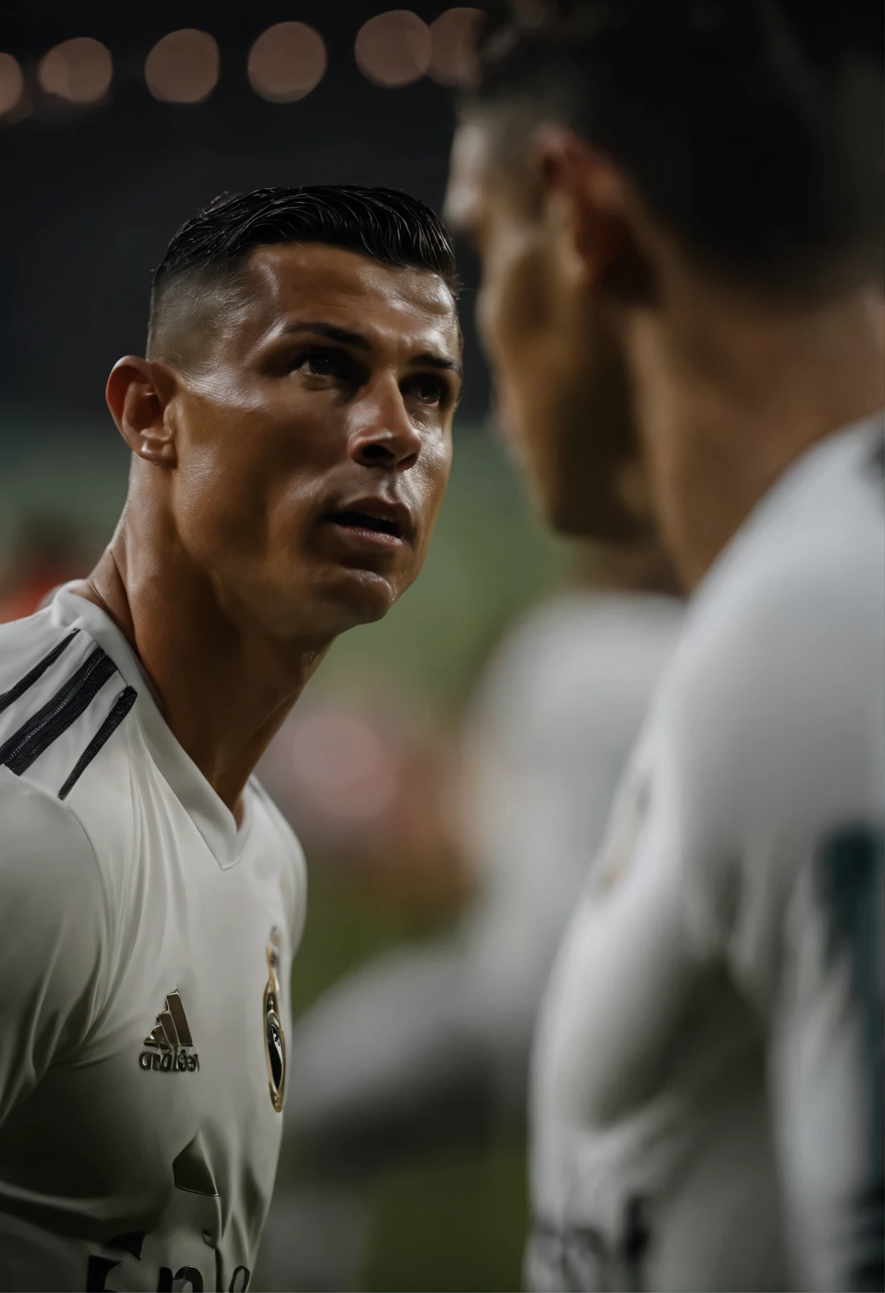 Ronaldo menggocek lawan di lapangan bola