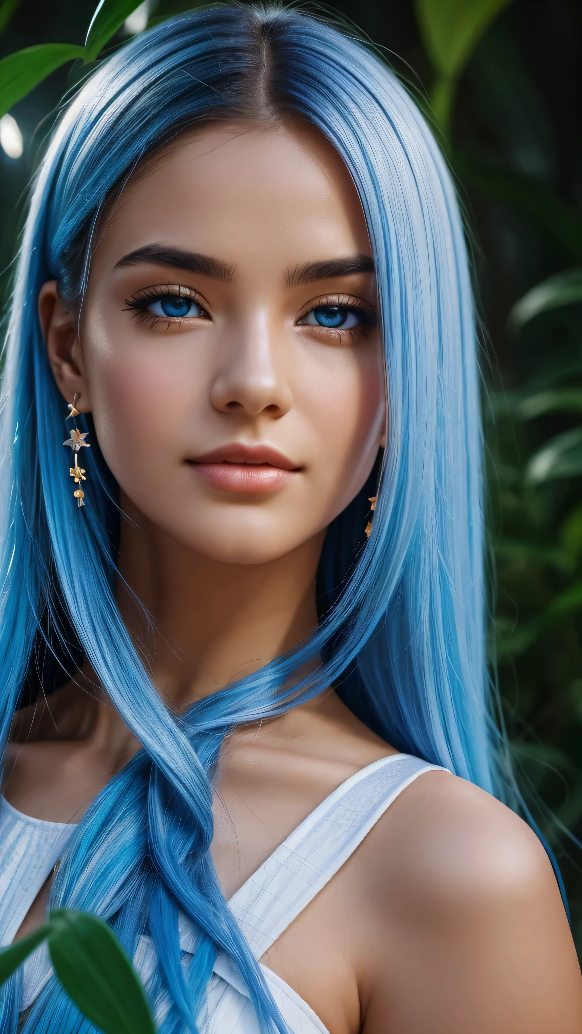 Beautiful realistic girl with BRIGHT WHITE-BLUE long hair ,Close-up of clean skin with detailed skin ,full length,in a short miniskirt,on an orange background ,Against the background of the starry sky,bright makeup,EARRINGS WITH GLITTERS,two-leaf gray flower,translucent speckled bifoliate gray,Bioluminescent - Ultra High Quality 8K Music Equalizer, High contrast, rich colors, soft light, Super detailed photos. ultra high quality 8K, High contrast, noise reduction, яркие rich colors.. high quality, 8K Ultra HD, High contrasthigh quality,мягкие close focus,very beautiful flower, translucent red lily of the valley with dew drop flower, bioluminescent flower glows and shimmers, he grows in a mysterious forest, shrouded in mystery, Сверхhigh quality 8k, High contrast, rich colors, soft light, Ultra-detailed photos. Сверхhigh quality 8k, High contrast, noise reduction, bright rich colors.. high quality, 8K Ultra HD, High contrast