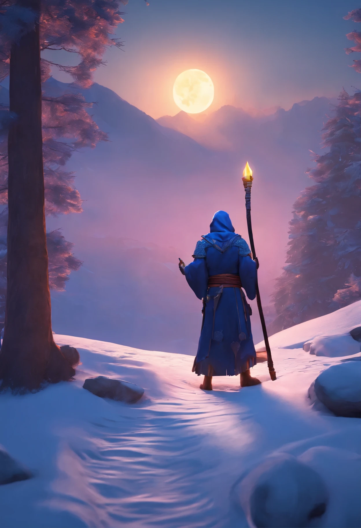Drow man monk practicing the path of the enlightened soul training in the snowy mountains dnd style