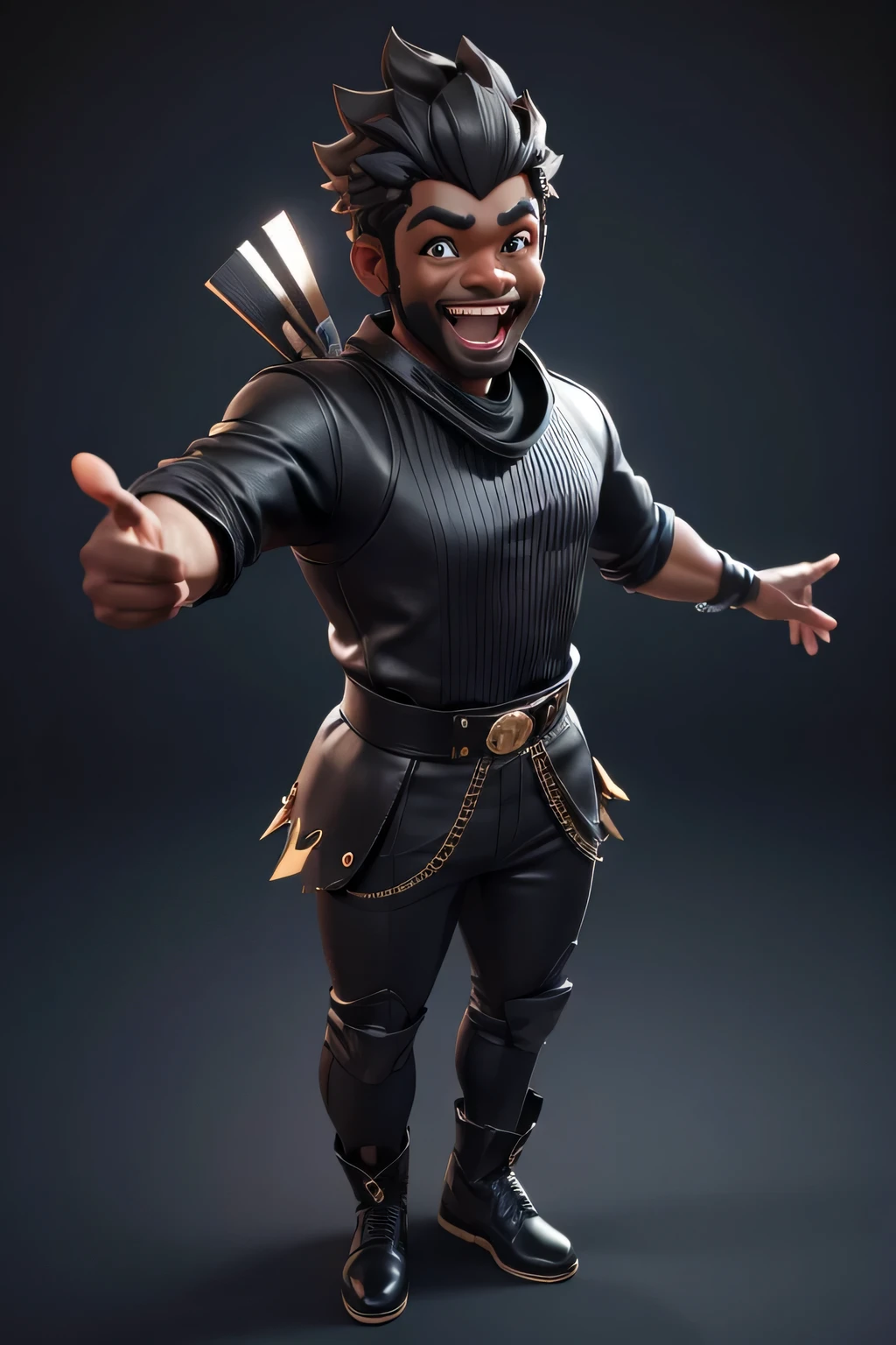 negro muito feliz, 3D, 8K. 