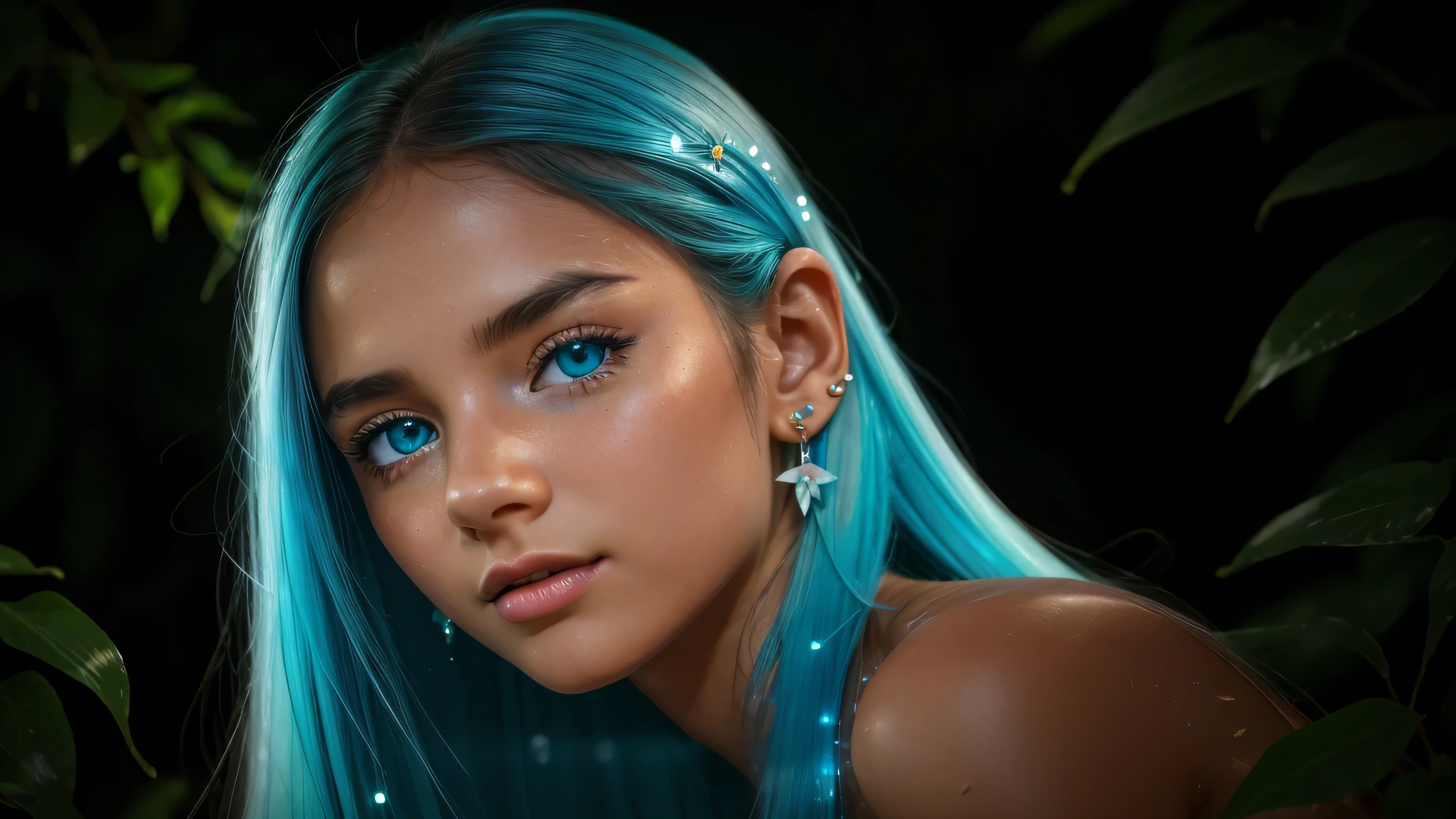 Beautiful realistic girl with bright BLUE-WHITE long hair ,Close-up of clean skin with detailed skin,full length,in a short miniskirt,on an orange background,Against the background of the starry sky,bright makeup,detailed eyes,EARRINGS WITH GLITTERS,two-leaf gray flower,translucent speckled bifoliate gray,Bioluminescent - ultra-high quality 8K, High contrast, rich colors, soft light, Super detailed photos. ultra high quality 8K, High contrast, noise reduction, bright rich colors.. high quality, 8K Ultra HD, High contrast high quality,soft close focus,very beautiful flower, translucent red lily of the valley with dewdrop flower, bioluminescent flower glows and shimmers, he grows in a mysterious forest, shrouded in mystery, Ultra-high quality 8k, High contrast, rich colors, soft light, Ultra-detailed photos. Сверхhigh quality 8k, High contrast, noise reduction, bright rich colors.. high quality, 8K Ultra HD, High contrast