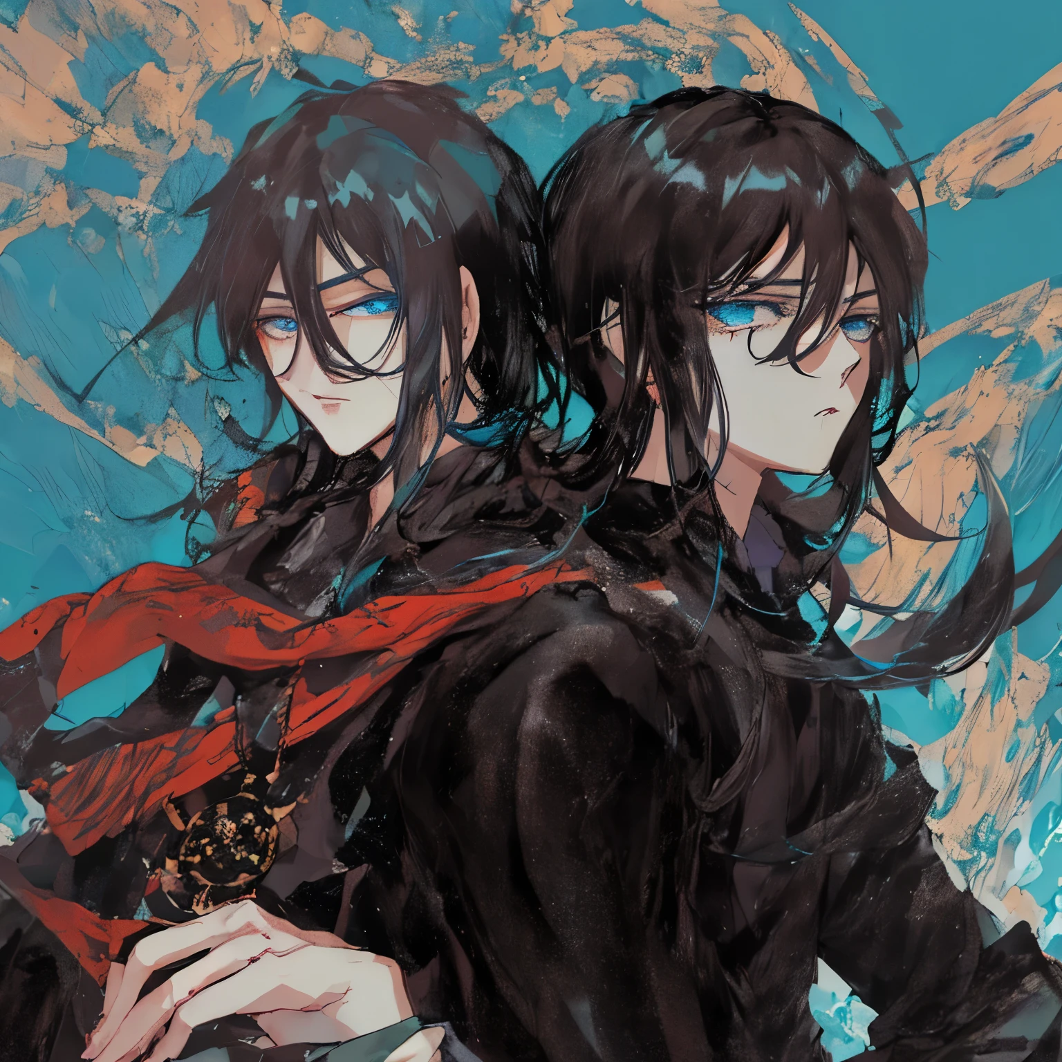 anime boy with blue eyes and black hair in a black shirt, handsome boy in Demon Slayer art, tall anime boy with blue eyes, anime portrait of a handsome man, anime style portrait, awesome anime face portrait, inspired by Okumura Masanobu, young anime man, beautiful anime portrait, anime boy, male anime style, demon slayer rui fanart