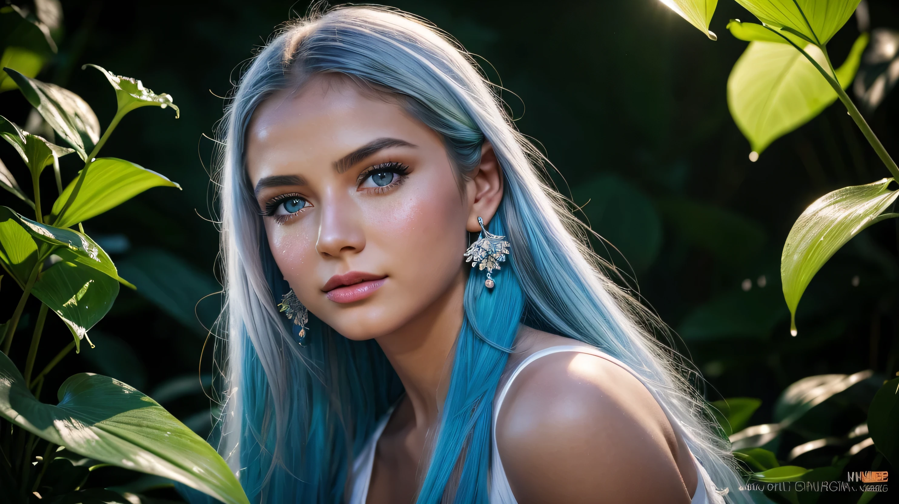 Beautiful realistic girl with BRIGHT WHITE-BLUE long hair ,Close-up of clean skin with detailed skin ,full length,in a short miniskirt,on an orange background ,Against the background of the starry sky,bright makeup,detailed eyes,EARRINGS WITH GLITTERS,two-leaf gray flower,translucent speckled bifoliate gray,Биолюминесцентный — сверхhigh quality 8K, High contrast, rich colors, soft light, Super detailed photos. ultra high quality 8K, High contrast, noise reduction, яркие rich colors.. high quality, 8K Ultra HD, High contrasthigh quality,мягкие close focus,very beautiful flower, translucent red lily of the valley with dew drop flower, bioluminescent flower glows and shimmers, he grows in a mysterious forest, shrouded in mystery, Сверхhigh quality 8k, High contrast, rich colors, soft light, Ultra-detailed photos. Сверхhigh quality 8k, High contrast, noise reduction, bright rich colors.. high quality, 8K Ultra HD, High contrast