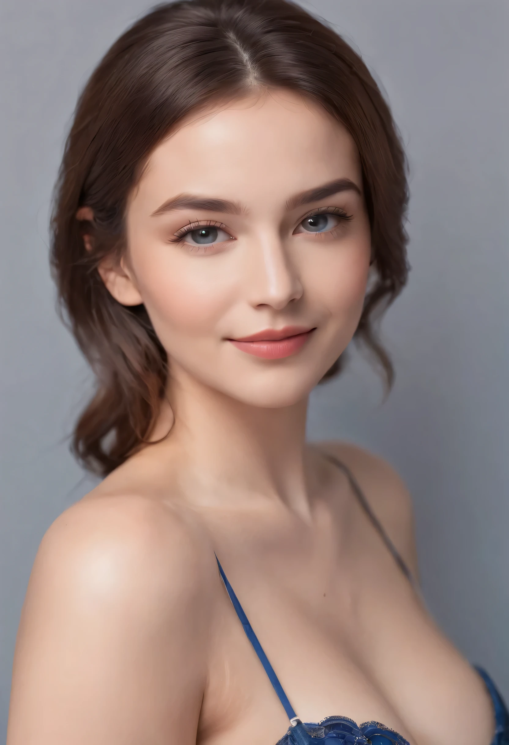 bust shot, strapless black bra, I can see the cleavage, soft big breasts, smile, beautiful european model, 1 Girl with a beautiful face, upper body professional photo, (photo 4k:1.1) , (sharp focus:1.3), high detail, instagram pattern pose, With confidence, slim girl, big breasts:1.3, perfect anatomy, perfect symmetry:1.3, realistic, realistic face:1.2, perfect face, content, With confidence, very detailed, and dramatic, lighting scene, bright lighting, short hair