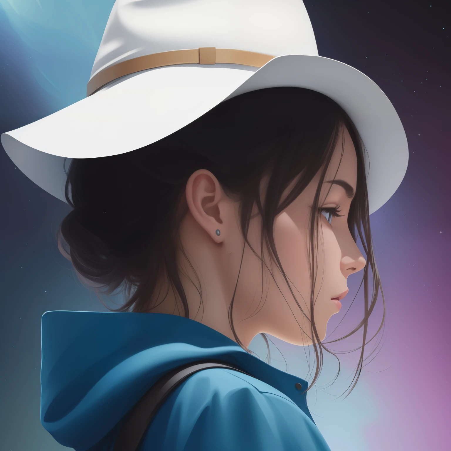 illustration of a man with a vistoso hat on his head, vivid color.digital 2d, vistoso illustration, vistoso image, vistoso]&quot;, estilo de arte personal, ilustraciones de perfil lateral, hecho con ilustrador, pastel palette silueta, vistoso! character design, silueta!!!, Retrato CMYK, colorido, vistoso, colorido, pose de perfil, 2d minimalism