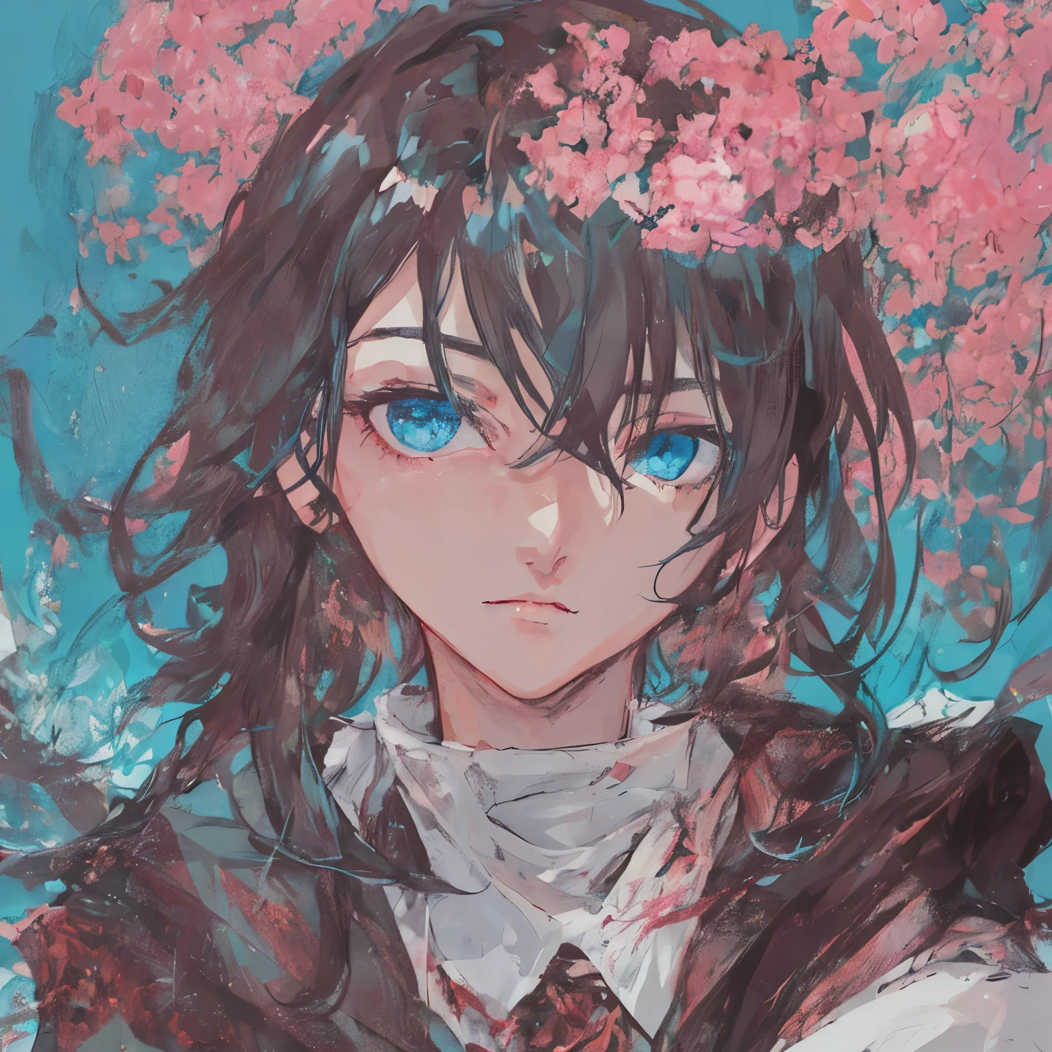 chico anime with blue eyes and black hair in a black shirt, chico guapo en el arte de Demon Slayer, chico anime alto con ojos azules, retrato anime de un hombre guapo, retrato de estilo anime, impresionante retrato de cara de anime, inspirado en Okumura Masanobu, joven animado, hermoso retrato animado, chico anime, estilo anime masculino, asesino de demonios rui fanart