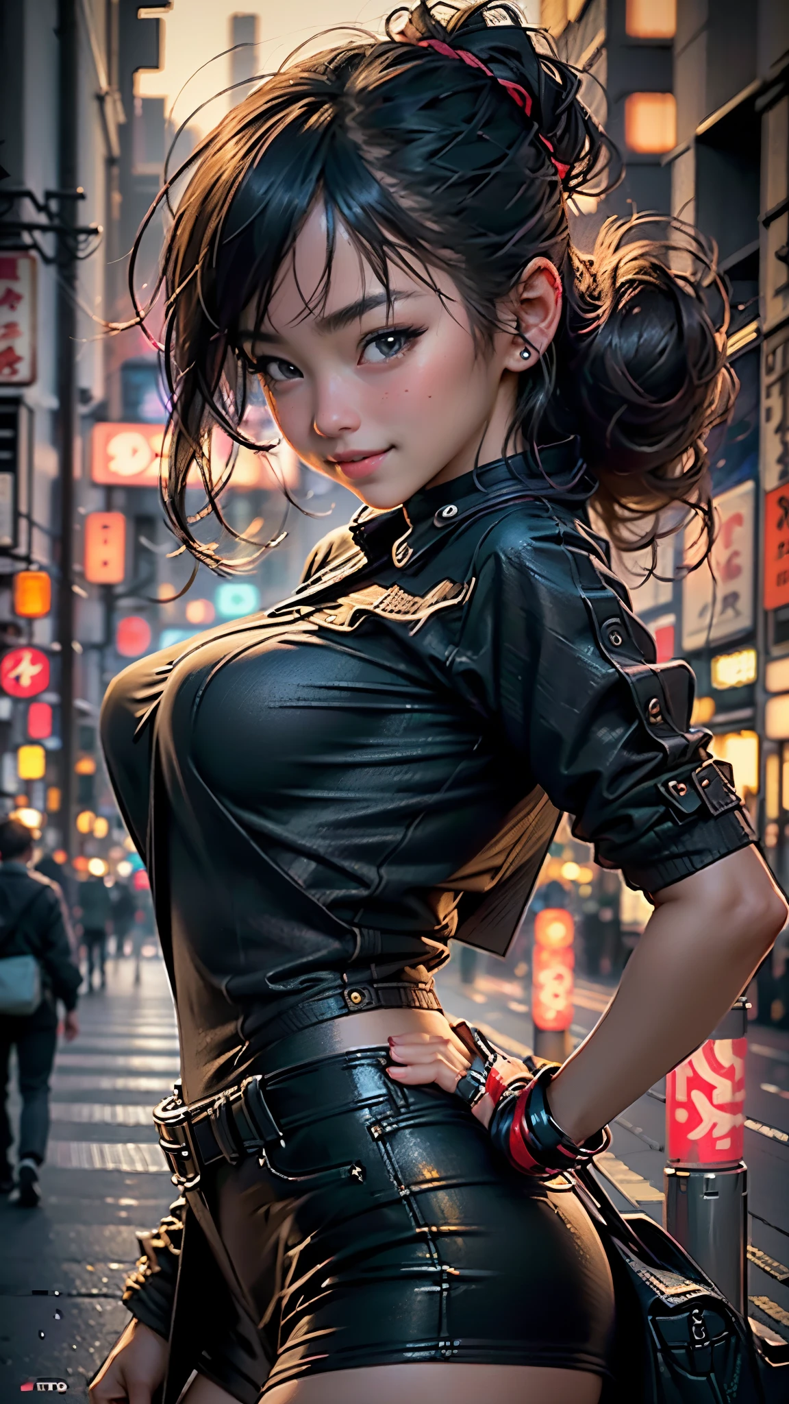 、sunlight、(8K, RAW Photos, 最high quality, masterpiece: 1.2), (Realistic, photoRealistic: 1.37), 1 A woman in a waitress uniform standing on the sidewalk, ,Age 25、 Professional Lighting, 10 head and body,Photon Mapping, , Ukrainian women, Torn, 、, Incredibly beautiful face、Small face、Playmate proportions、Delivery staff、、,At a fast food restaurant，Carrying tableware、 masterpiece, 最high quality, high quality, High resolution, big , (Face close-up),working at a restaurant、Hair is tied、Cleavage、Updo、Please tie your hair tightly、Slicked back hair、The ultimate revealing outfit、Uncontrollable orgasm、、、 search of pleasure、Ahan、