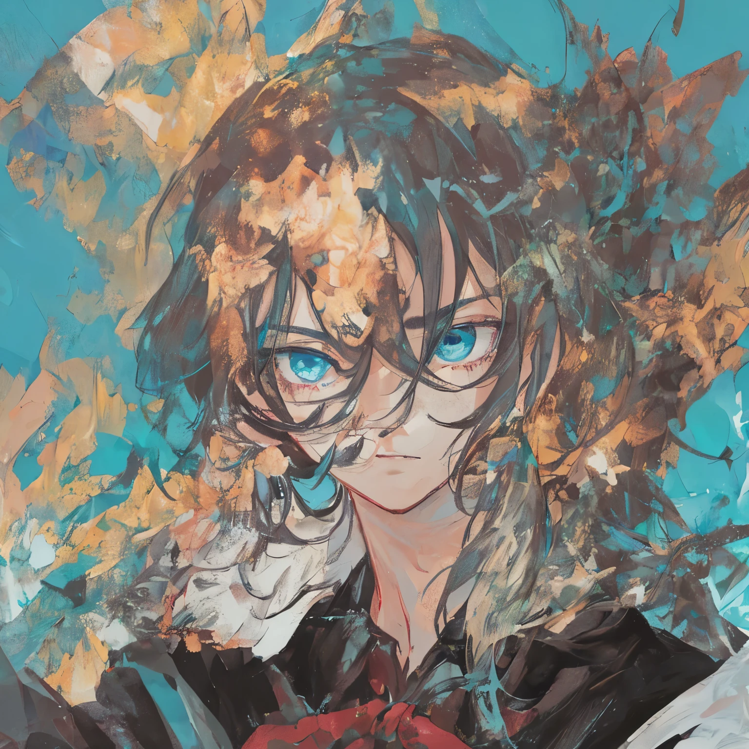 chico anime with blue eyes and black hair in a black shirt, chico guapo en el arte de Demon Slayer, chico anime alto con ojos azules, retrato anime de un hombre guapo, retrato de estilo anime, impresionante retrato de cara de anime, inspirado en Okumura Masanobu, joven animado, hermoso retrato animado, chico anime, estilo anime masculino, asesino de demonios rui fanart