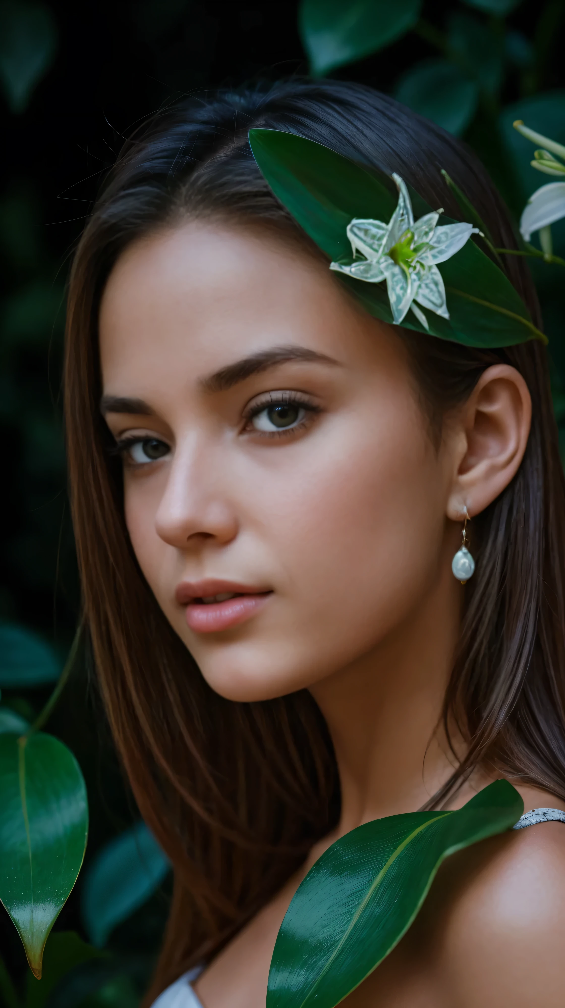 the girl's face is in focus,Beautiful realistic girl with bright WHITE and blue long hair. ,close-up of clean skin with skin detail,full length,in a short miniskirt,on an orange background,Against the background of the starry sky,bright makeup,detailed eyes,EARRINGS WITH GLITTERS,two-leaf gray flower,translucent speckled two-leaf grayBioluminescent — Ultra-high quality 8K, High contrast, rich colors, soft light, Super detailed photos. ultra high quality 8K, High contrast, noise reduction, bright rich colors.. high quality, 8K Ultra HD, High contrast high quality,soft close focus,very beautiful flower, translucent red lily of the valley with dewdrop flower, bioluminescent flower glows and shimmers, he grows in a mysterious forest, shrouded in mystery, Ultra-high quality 8k, High contrast, rich colors, soft light, Ultra-detailed photos. Сверхhigh quality 8k, High contrast, noise reduction, bright rich colors.. high quality, 8K Ultra HD, High contrast