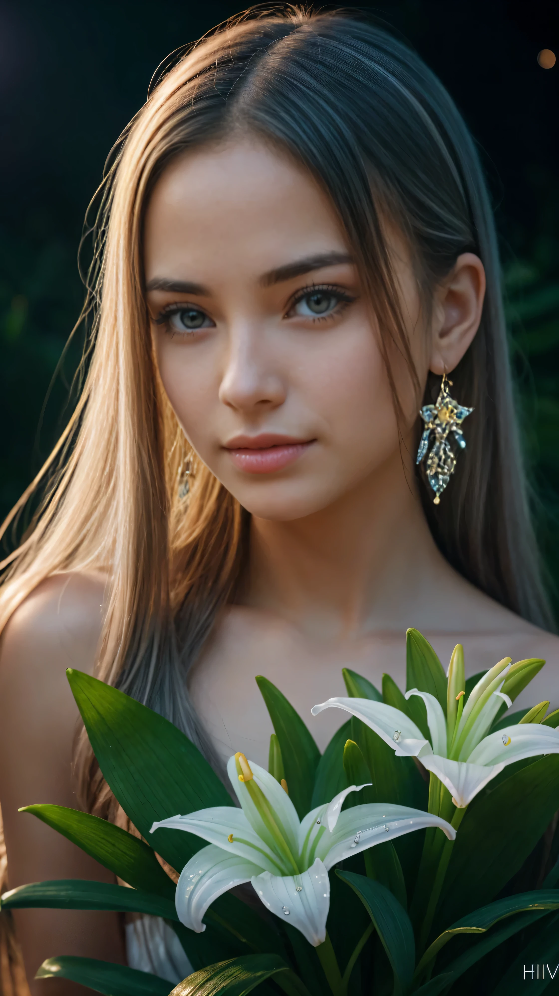 the girl&#39;s face is in focus,Beautiful realistic girl with bright WHITE and blue long hair. ,close-up of clean skin with skin detail,full length,in a short miniskirt,on an orange background,Against the background of the starry sky,bright makeup,detailed eyes,EARRINGS WITH GLITTERS,two-leaf gray flower,translucent speckled two-leaf grayBioluminescent — Ultra-high quality 8K, High contrast, rich colors, soft light, Super detailed photos. ultra high quality 8K, High contrast, noise reduction, bright rich colors.. high quality, 8K Ultra HD, High contrast high quality,soft close focus,very beautiful flower, translucent red lily of the valley with dewdrop flower, bioluminescent flower glows and shimmers, he grows in a mysterious forest, shrouded in mystery, Ultra-high quality 8k, High contrast, rich colors, soft light, Ultra-detailed photos. Сверхhigh quality 8k, High contrast, noise reduction, bright rich colors.. high quality, 8K Ultra HD, High contrast