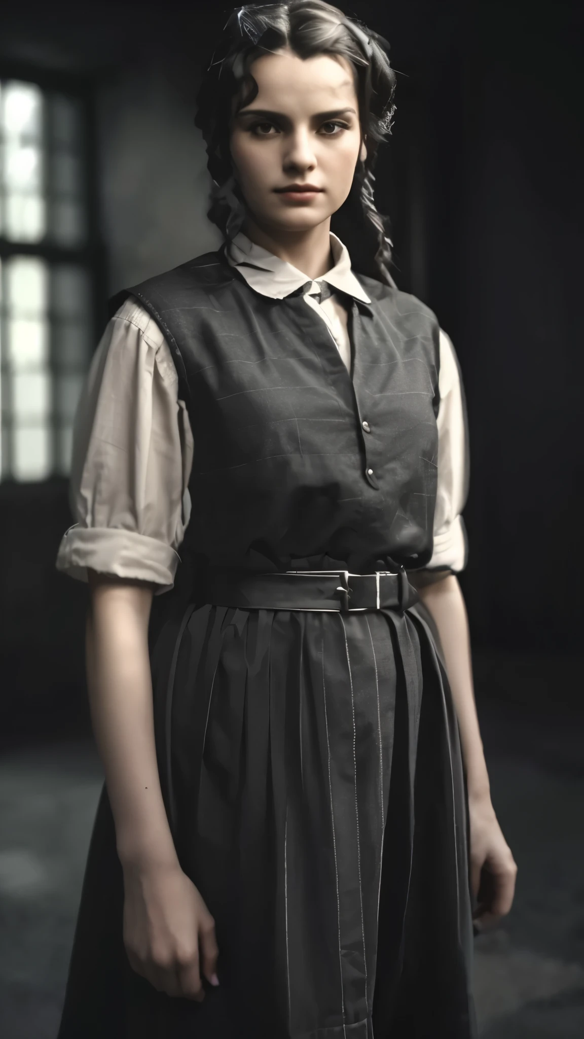 arafed woman in a dress and a belted shirt standing in a room, female lead character, female character, render of mirabel madrigal, girl wearing uniform, highly detailed character, full body female, inspired by Violet Fuller, female full body, realistically rendered clothing, female model, female outfit, main character, full body character, cinematic full character