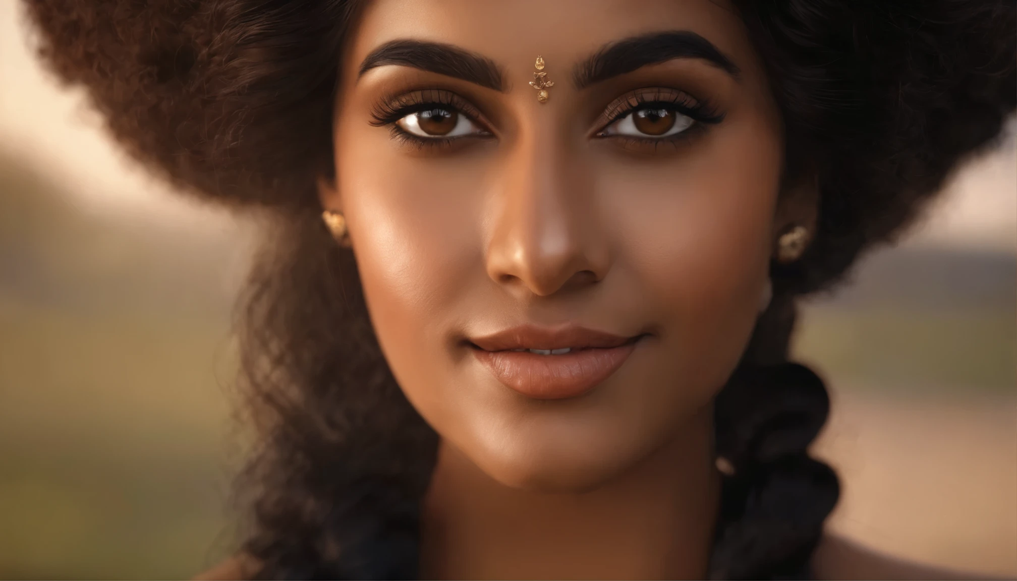 Indian girl,20 years of age,curly hair upto neck,looking at the camera, confident,smart,cute, cinematic, realistic,8k,ultra realistic,Generate an image of a beautiful Indian girl with natural features: brown eyes, black hair, chubby cheeks, and fair white skin. She embraces her natural beauty without makeup, radiating confidence and authenticity."