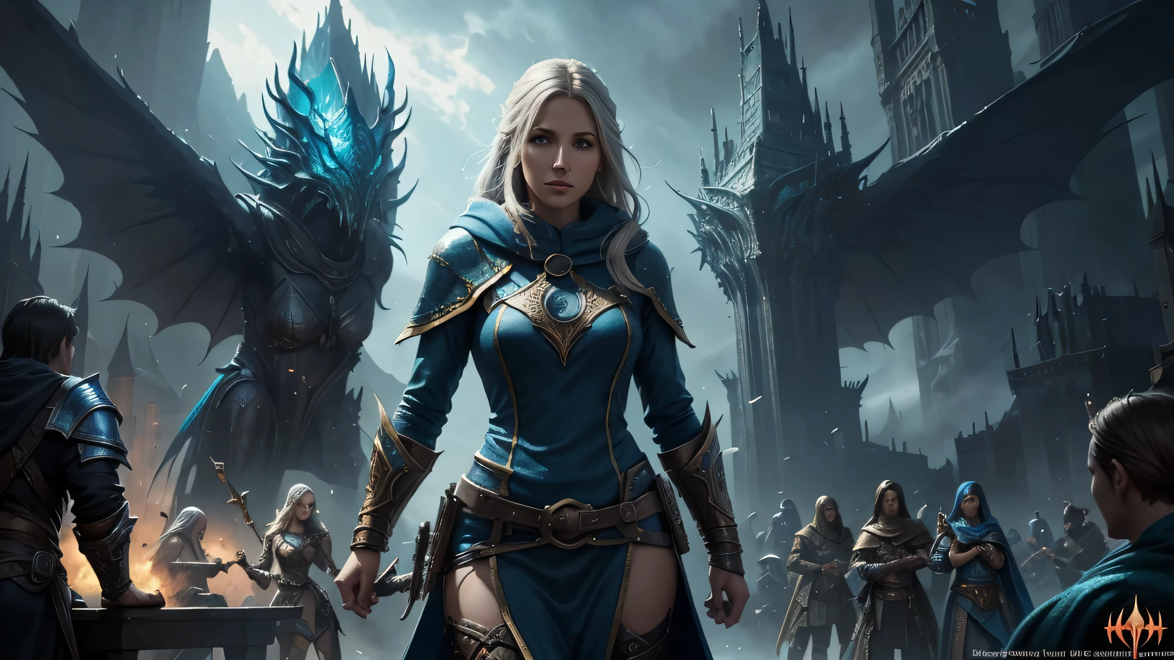 mage woman in a hoodedie surrounded by enemy, fantasy  game art, fantasy game art, 4k fantasy art, high quality fantasy art, epic fantasy card game art, epic fantasy game art, graphic artist magali villeneuve, 8k fantasy art, epic fantasy digital art style, epic fantasy artwork, magic the gathering art, hd fantasy art