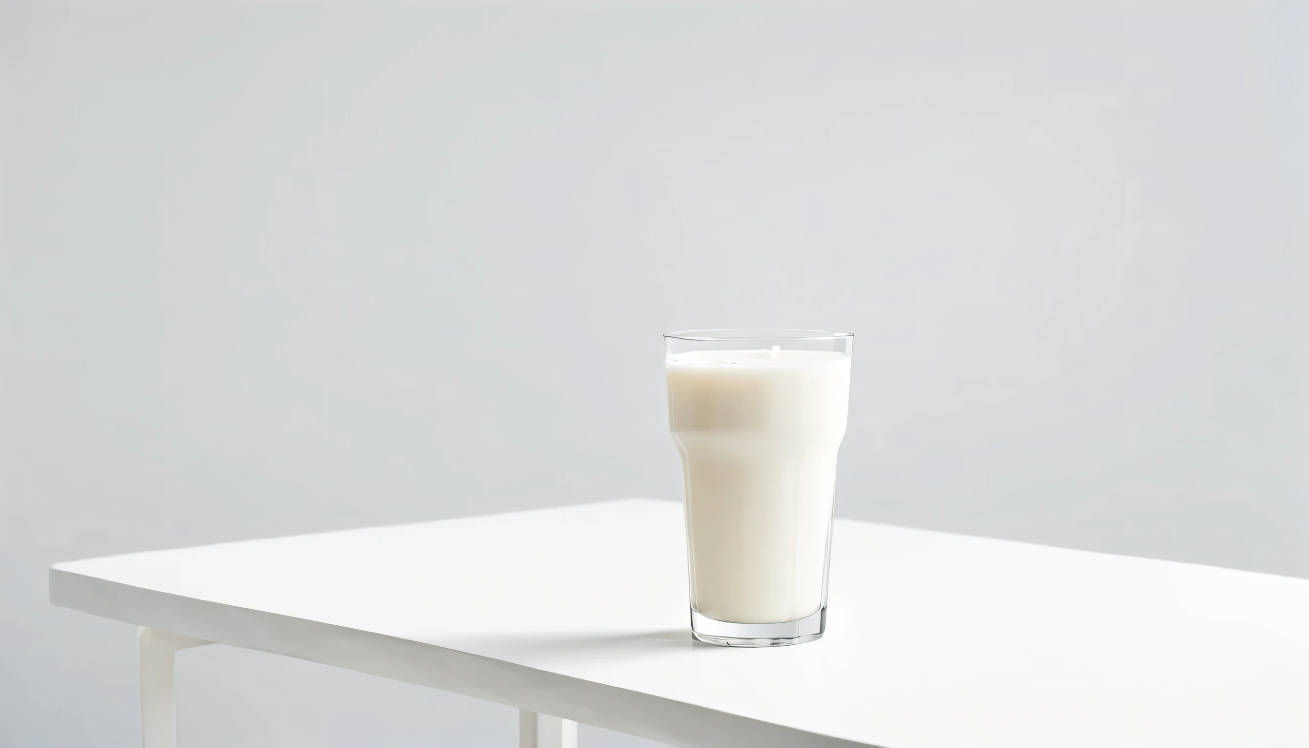 milk drink on white table on white mood background