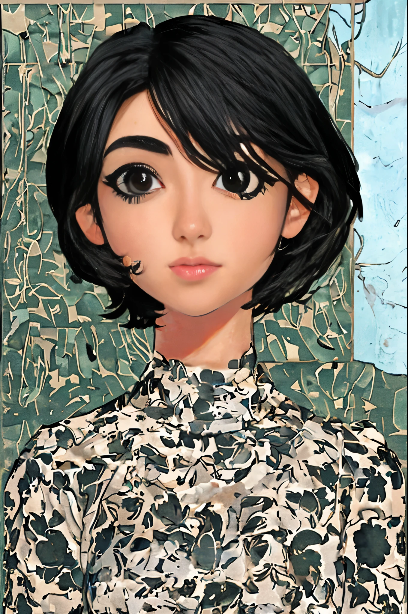 samdoesarts style award winning half body portrait of a beautiful woman in a croptop and cargo pants with ombre navy blue teal hairstyle with head in motion and hair flying, paint splashes, splatter, outrun, vaporware, shaded flat illustration, digital art, trending on artstation, highly detailed, fine detail, intricate