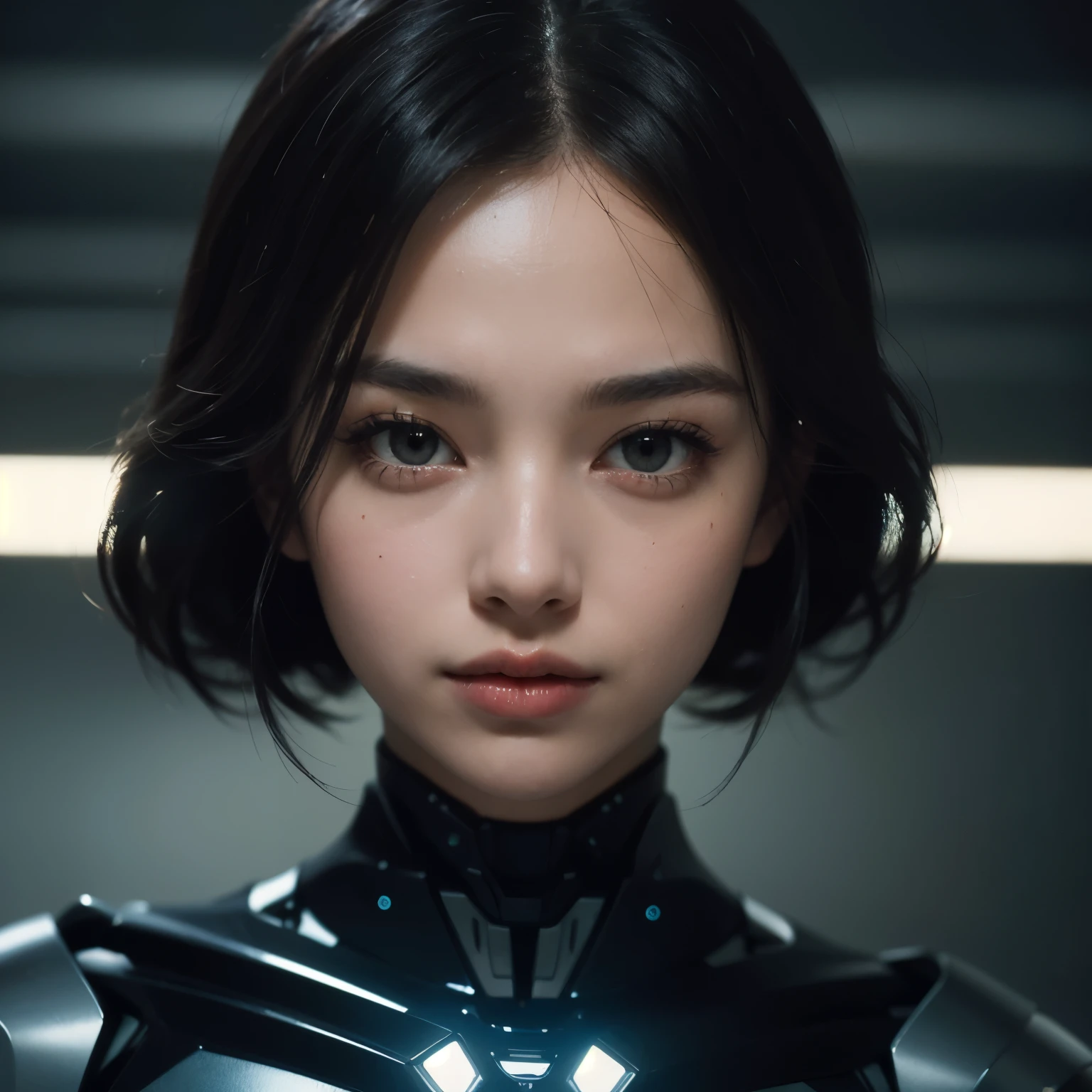 Analog Style, High resolution, (((masterpiece))), coal miner, woman, (sexy:0.9), dirty, cyber punk, Futuristic, Science fiction, Very detailed, short hair, Award-winning movie posters, (((Realistic)))