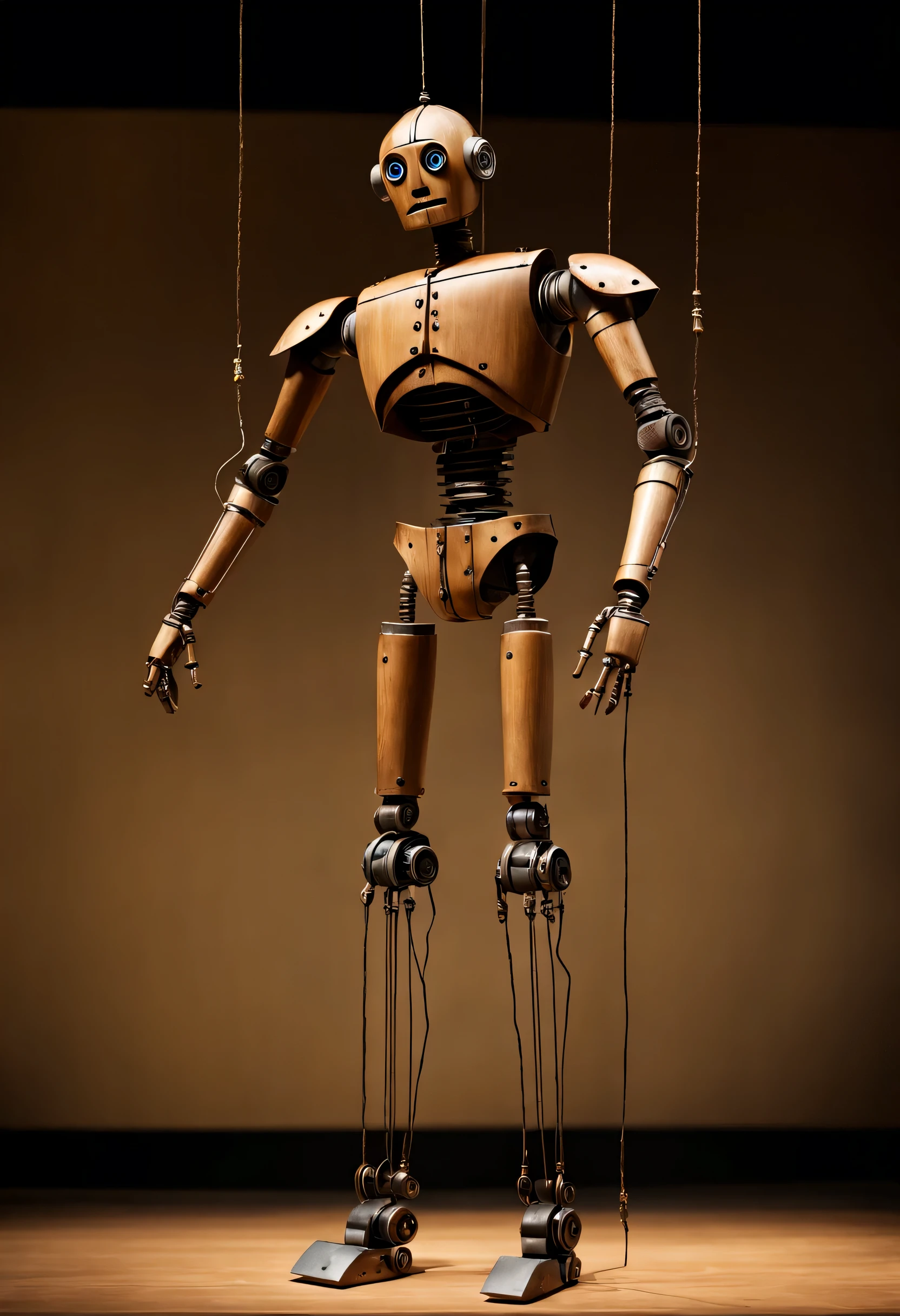 (puppet,提线puppet,puppet,Mechanical puppets,puppet:1.2),(controlled by string,fixed by wire,hanging from above:1.1),(被操纵的puppet人物,Movable limbs and joints:detailed),(criss-crossing wire,attached to legs,arms,Shoulder,ear,at the base of the spine),(imitate human movements,action copy),(Control with an iron rod:1.1,原始活动puppet),(Outstanding performance, lifelike movements,extravagant theatrical performance,Popular in the 18th century),puppet戏:1.1.,(Works by famous composers),(charming melody,exciting emotions),(on stage,electrifying illumination),(dramatic atmosphere:1.1),(retro aesthetics, classical art),(Handmade wooden props,exquisite clothing,stunning colors:1.1),(traditional dances and gestures,Classical concert)