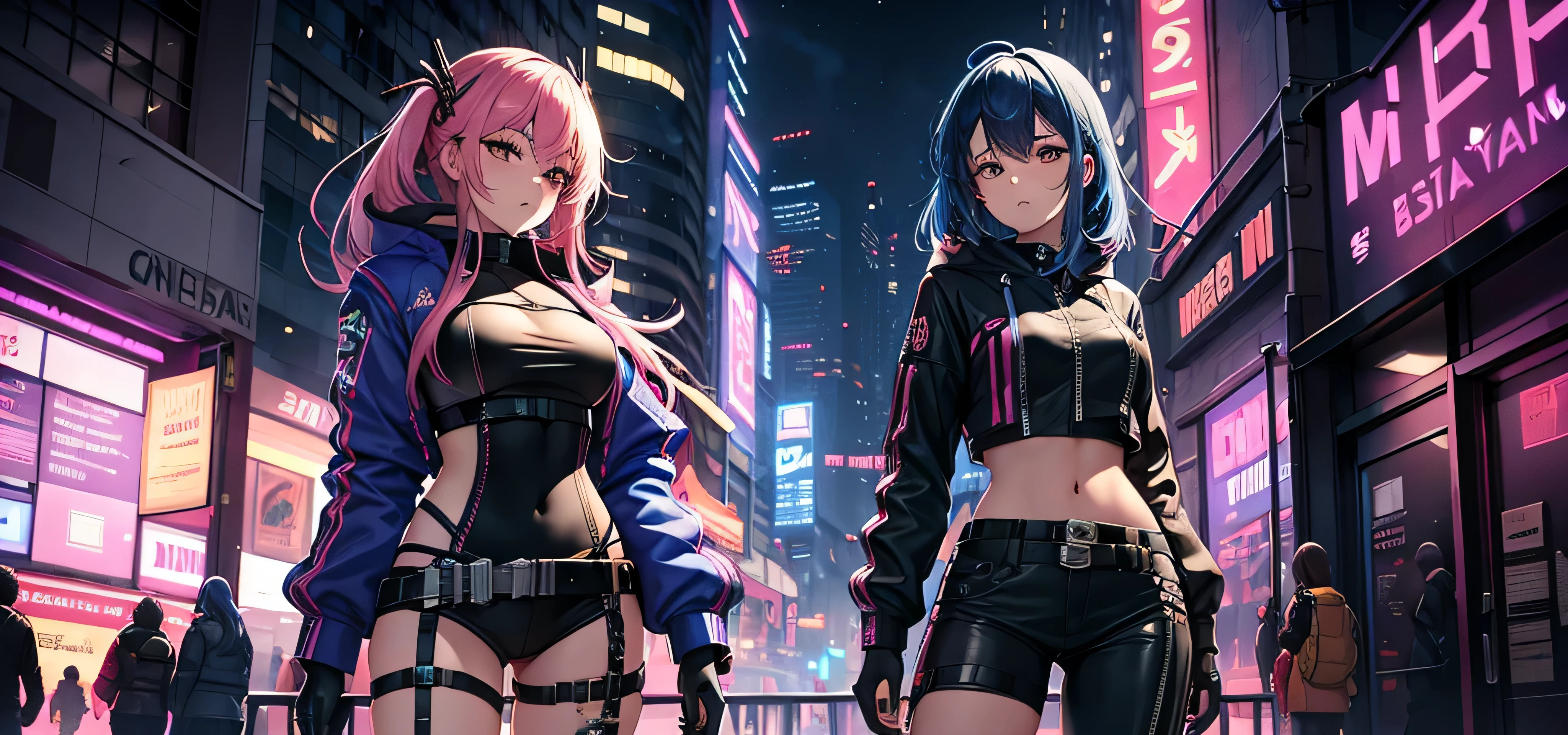 Gamer Girls,harems,girl,a smile,a beauty girl,hyperdetailed face,super-detaild skin,eye glass,Multicolored hair,huge tit,top-quality,Excellent style,Young girl,超A high resolution,blue eyess,leather jackets,cyberpunked