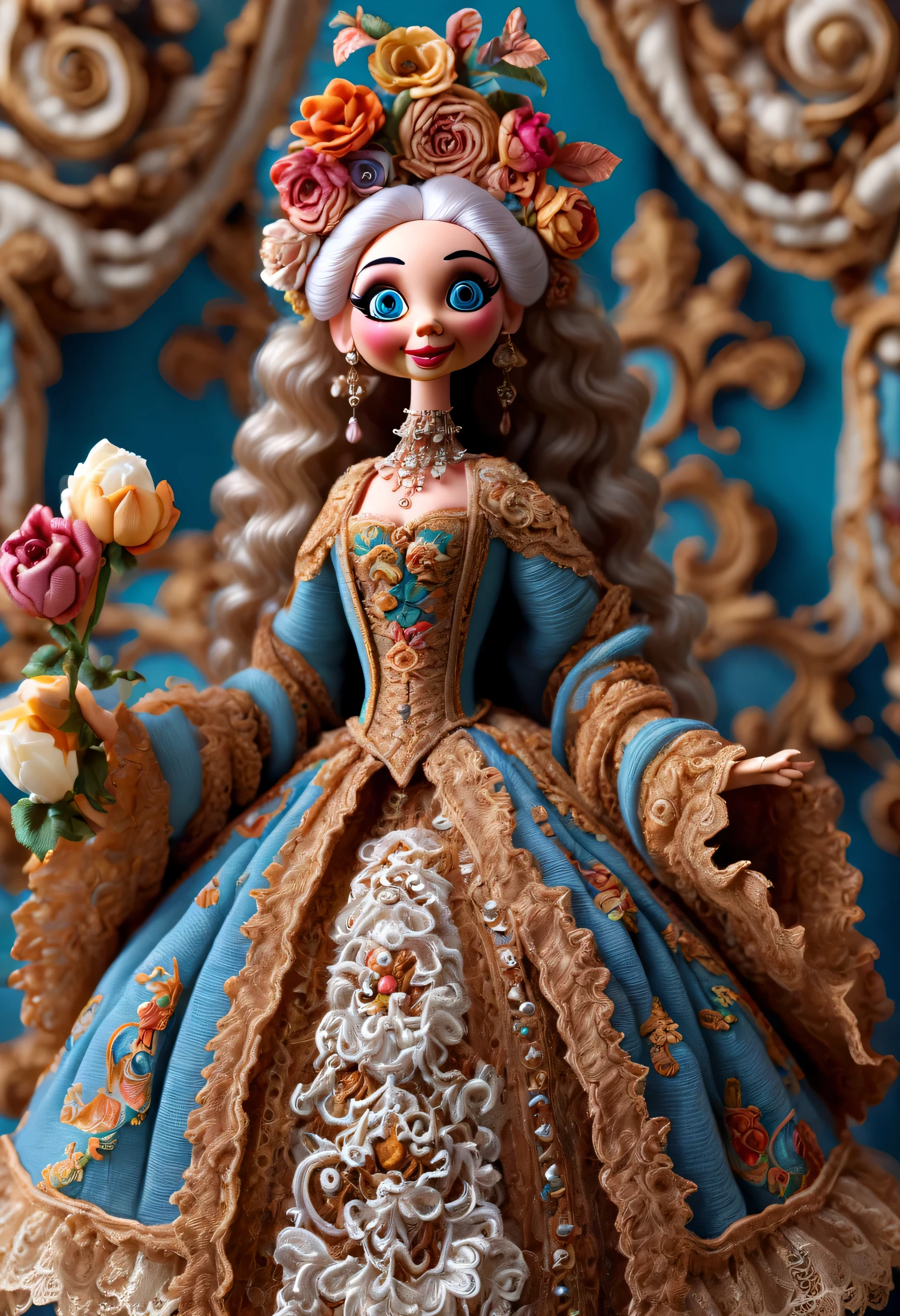 Mechanical dolls,puppet,super high quality,8k,beautiful details,yarn art,Muppets,Rococo costumes,lace,cartoon,