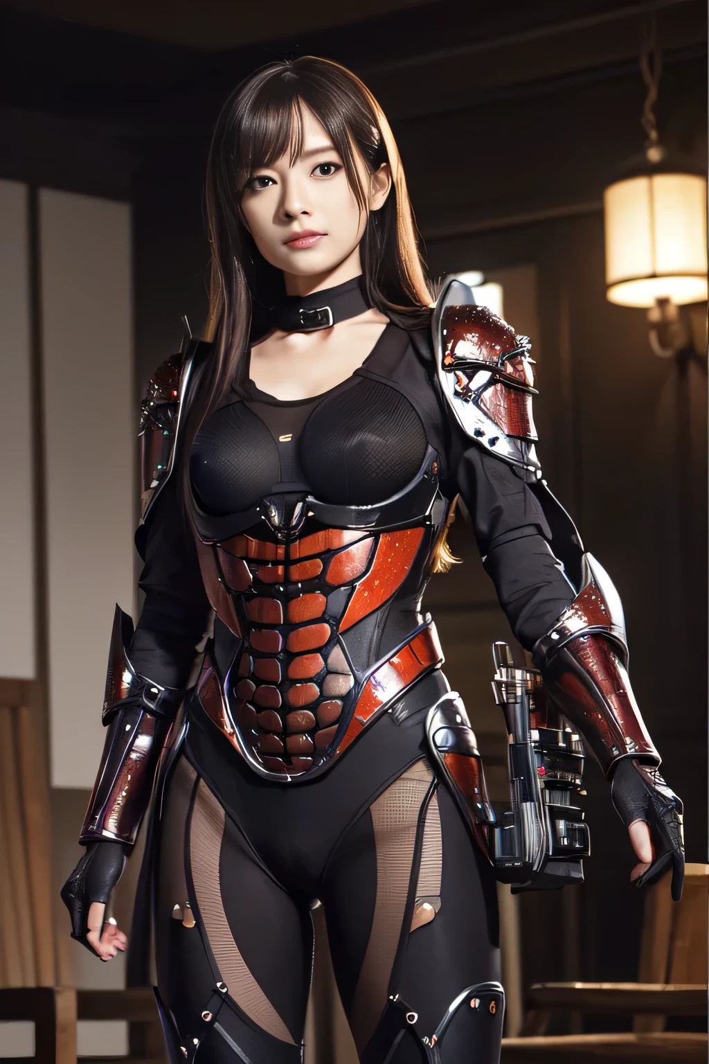 (High resolution,masterpiece,highest quality,Very detailed CG, anime, official art:1.4), realistic, photograph, amazing detail, everything is complicated, shiny and glossy,Amazing number of layers, 8K wallpaper, 3D, sketch, cute, figure,( alone:1.4), perfect female proportions,villain's daughter, (Fusion of dark brown cockroach and lady:1.4), (brown cockroach woman:1.2), (brown cockroach woman:1.2), (Fusion:1.2), (alone:1.4), (evil smile:1.2), muscular, abs, (Cockroach brown exoskeleton bio insect suit:1.4), (Cockroach brown exoskeleton bio insect armor:1.2), (brown transparent cockroach feathers:1.4), (Antennae of brown cockroaches:1.3),