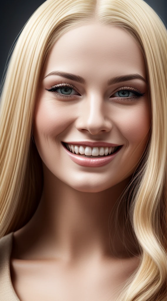 1woman, very Madona, blonde hair, confident, smile, passion, portrait, front look, 4k, high-res, best quality, illustration, very detailed face.
