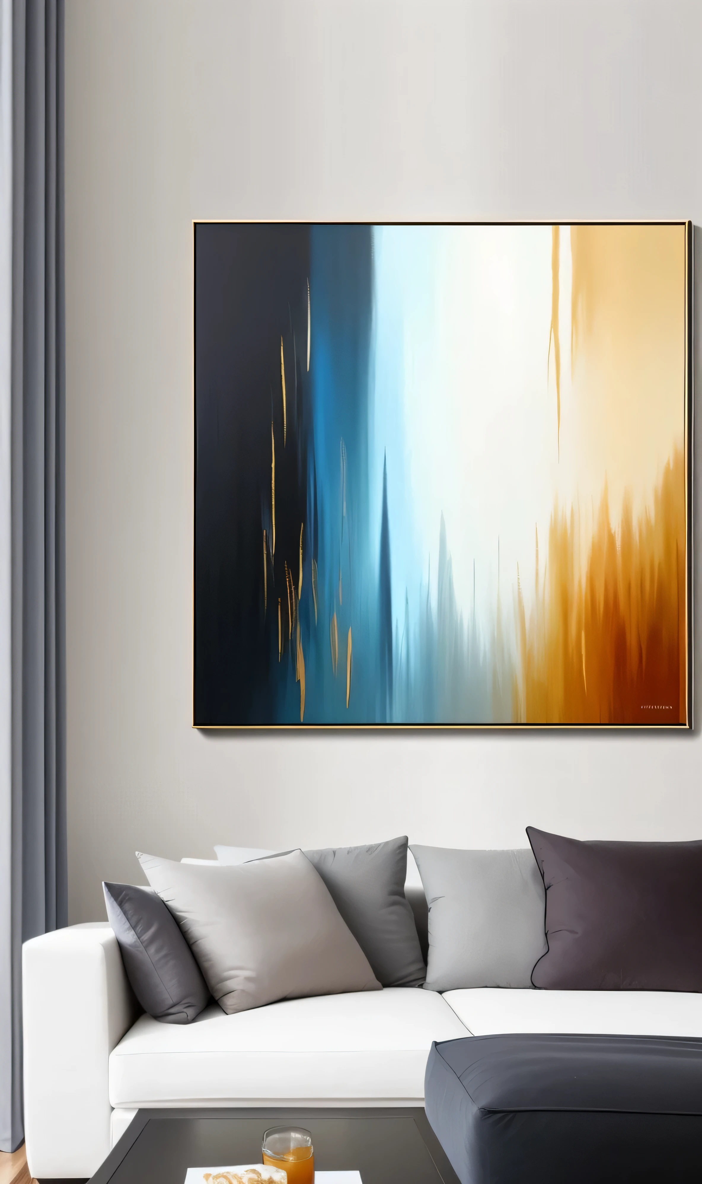 带沙发和桌子的客厅painting, canvas art, detailed painting, Detailed dough, textured canvas, canvas painting, painting, acrylic art, high quality painting, paint mixture, painting风格, modern, painting风格, painting艺术, Acrylic canvas, paint on canvas, abstract, paint mixtureing