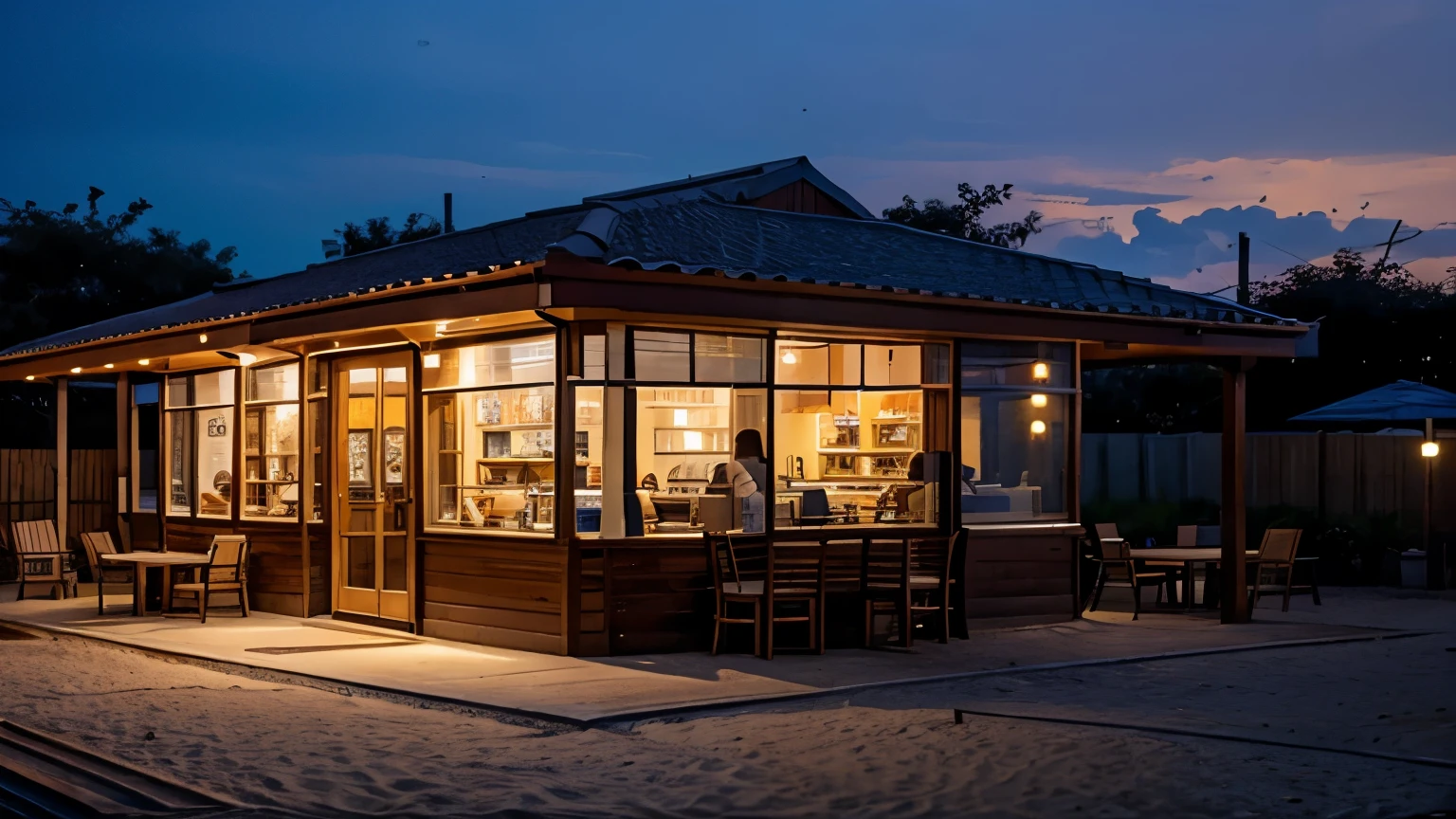 Beachside cafes with cozy lighting