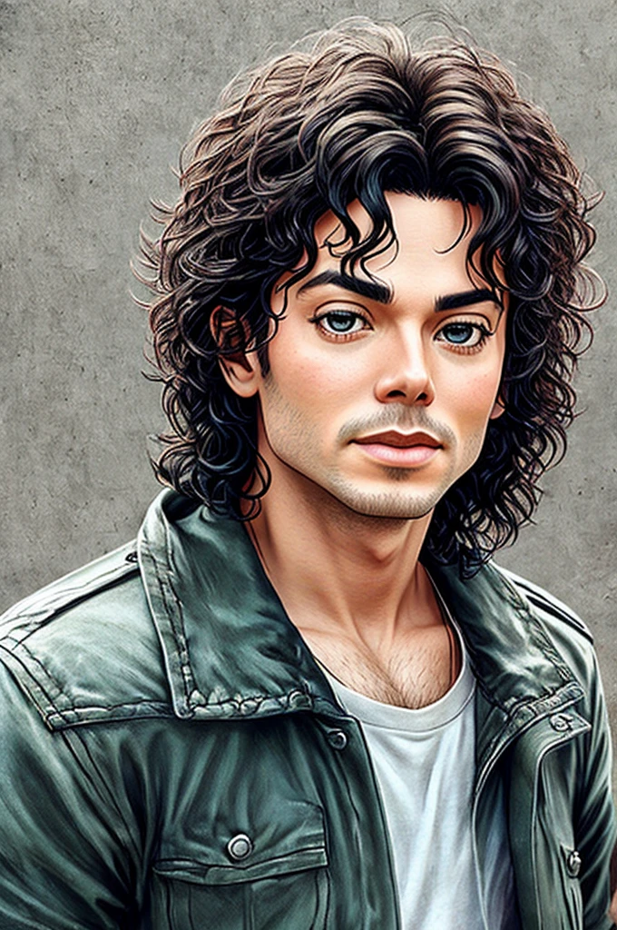 portrait of cutest Michael Jackson  illustration, artstation, CGI_Animation,